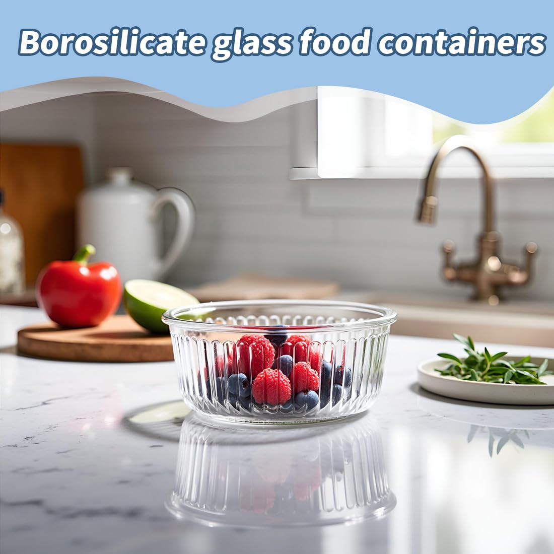 H.JSS WDJS 370ml Round Glass Food Storage Containers Airtight Lids, Small Round Glass Containers for Food Storage, Leak-proof, BPA free Meal Prep Bowls, Dishwasher, Microwave, Freezer Safe (4Pack)