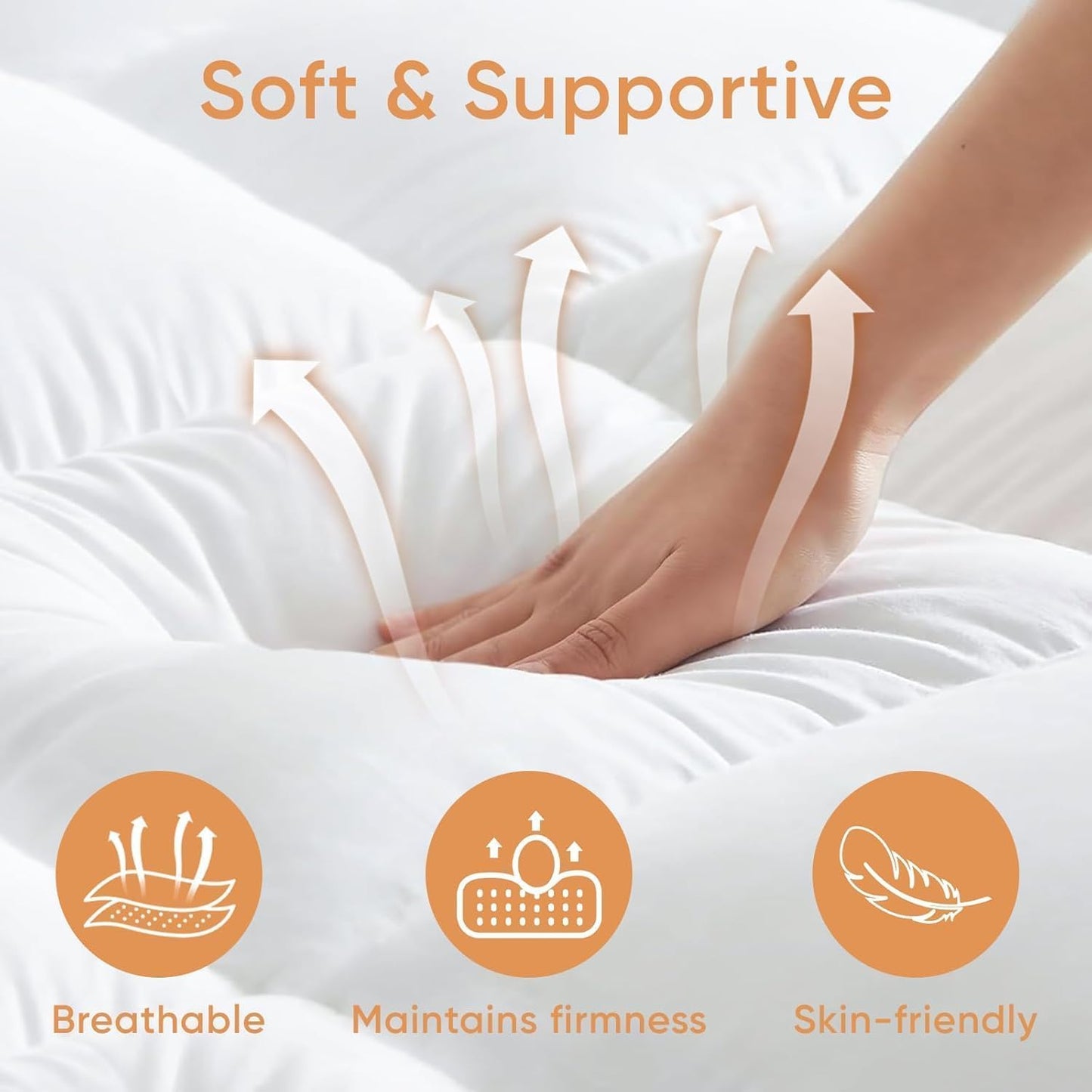 Memory Foam Mattress Topper, 100% Cotton Mattress Pad Cover, Breathable & Skin-Friendly Queen Size Mattress Topper for Back Pain Relief, 3 Inch Extra Thick Shredded Foam, Queen