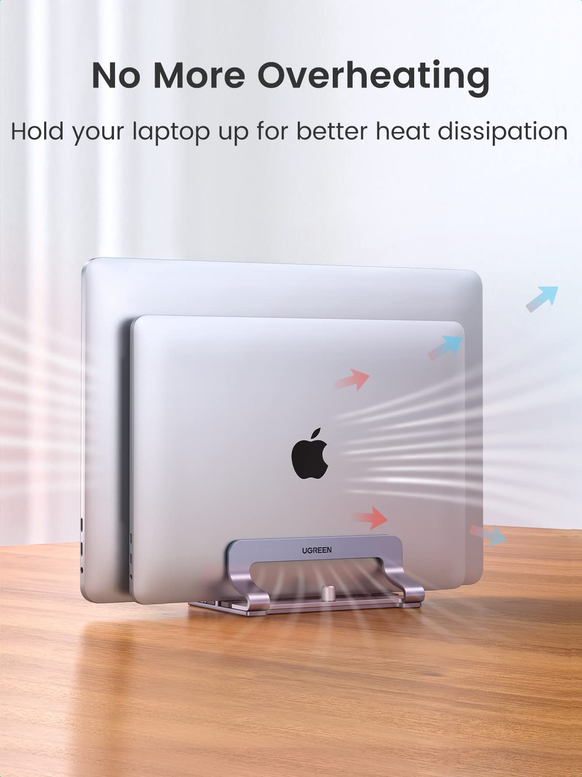 UGREEN Dual Slot Vertical Laptop Stand Holder Mount for Desk, Adjustable Aluminum Stand Compatible with MacBook Pro Air, Ideapad, Surface Book, Chromebook Up to 17.3 Inch