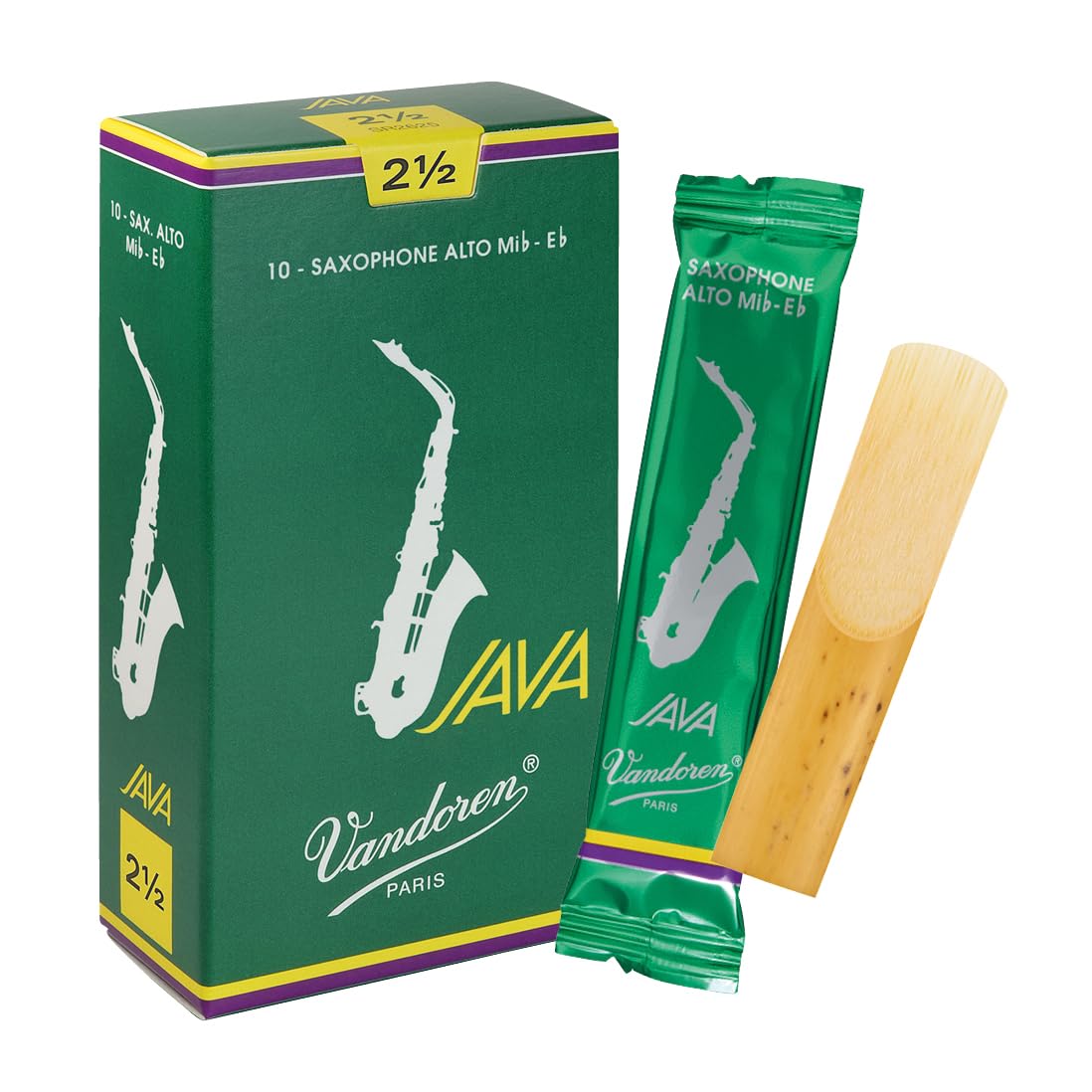 Vandoren Java Alto Saxophone Reeds #2.5, Box of 10