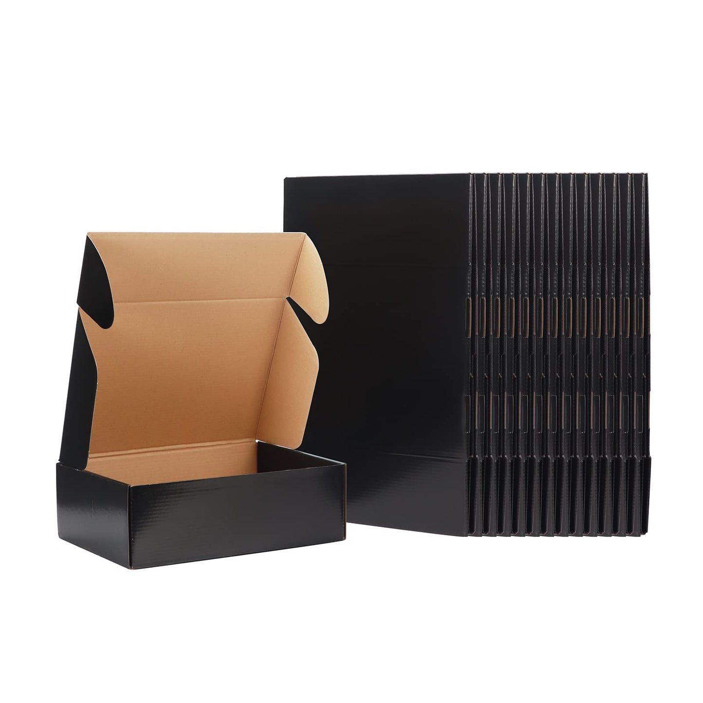 EXYGLO 20 Pack 12x9x4 Shipping Boxes, Black Corrugated Cardboard Boxes for Packaging Small Business, Moving, Shipping, Mailing, and Storing