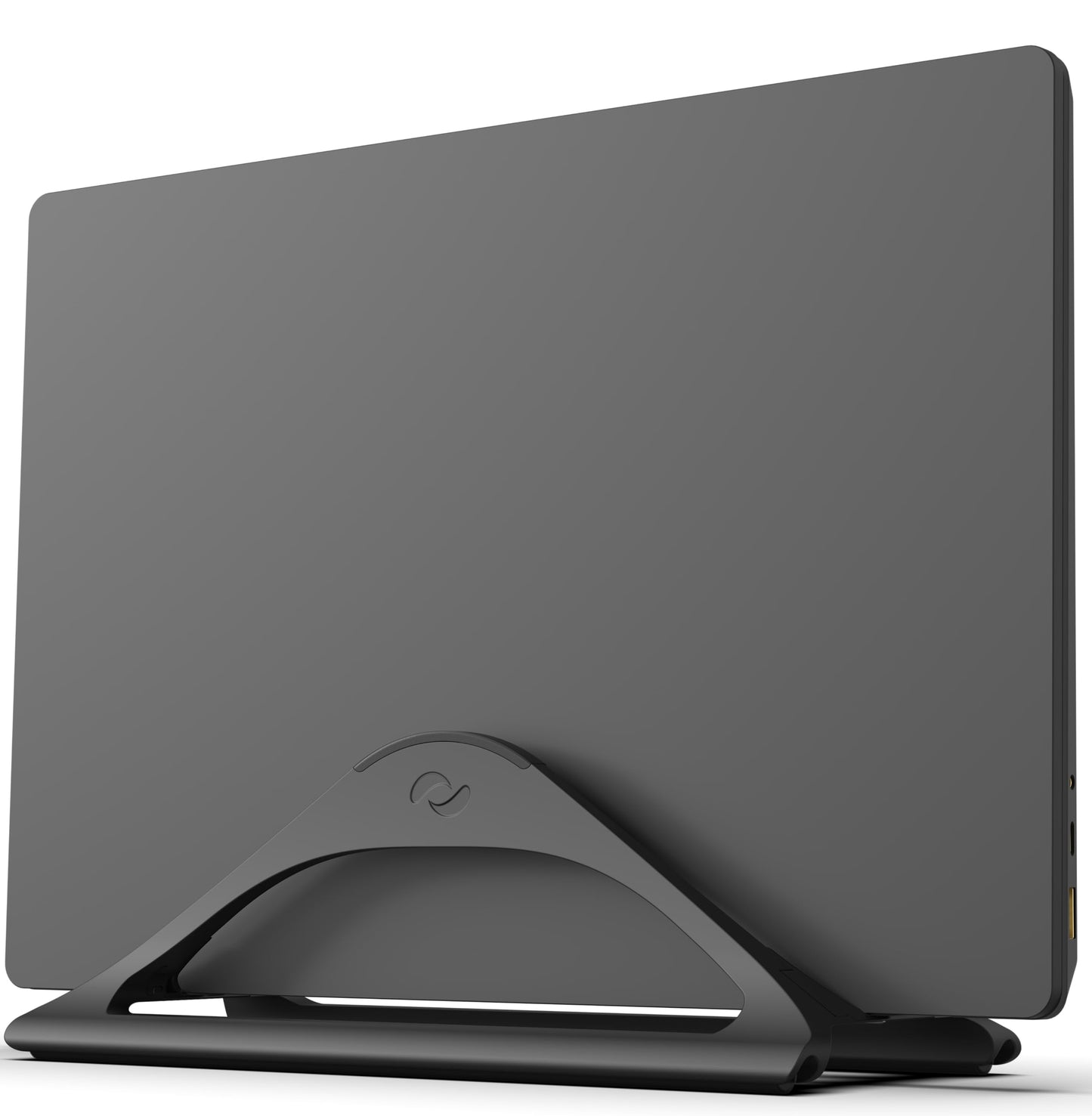 HumanCentric Vertical Laptop Stand for Desks in Matte Black, Upright Adjustable Holder to Dock Apple MacBook, MacBook Pro, and Other Laptops to Organize Work & Home Office, Automatic Grip