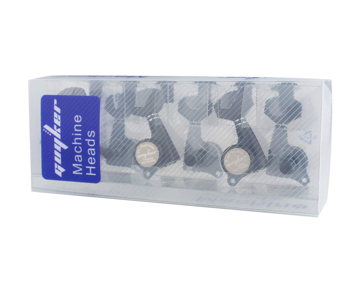 Guyker 6Pcs Guitar Locking Tuners (6 Right Handed) - 1:18 Ratio Lock String Tuning Key Pegs Machine Heads with Hexagonal Handle Replacement for LP SG Style Electric, Folk or Acoustic Guitars - Black