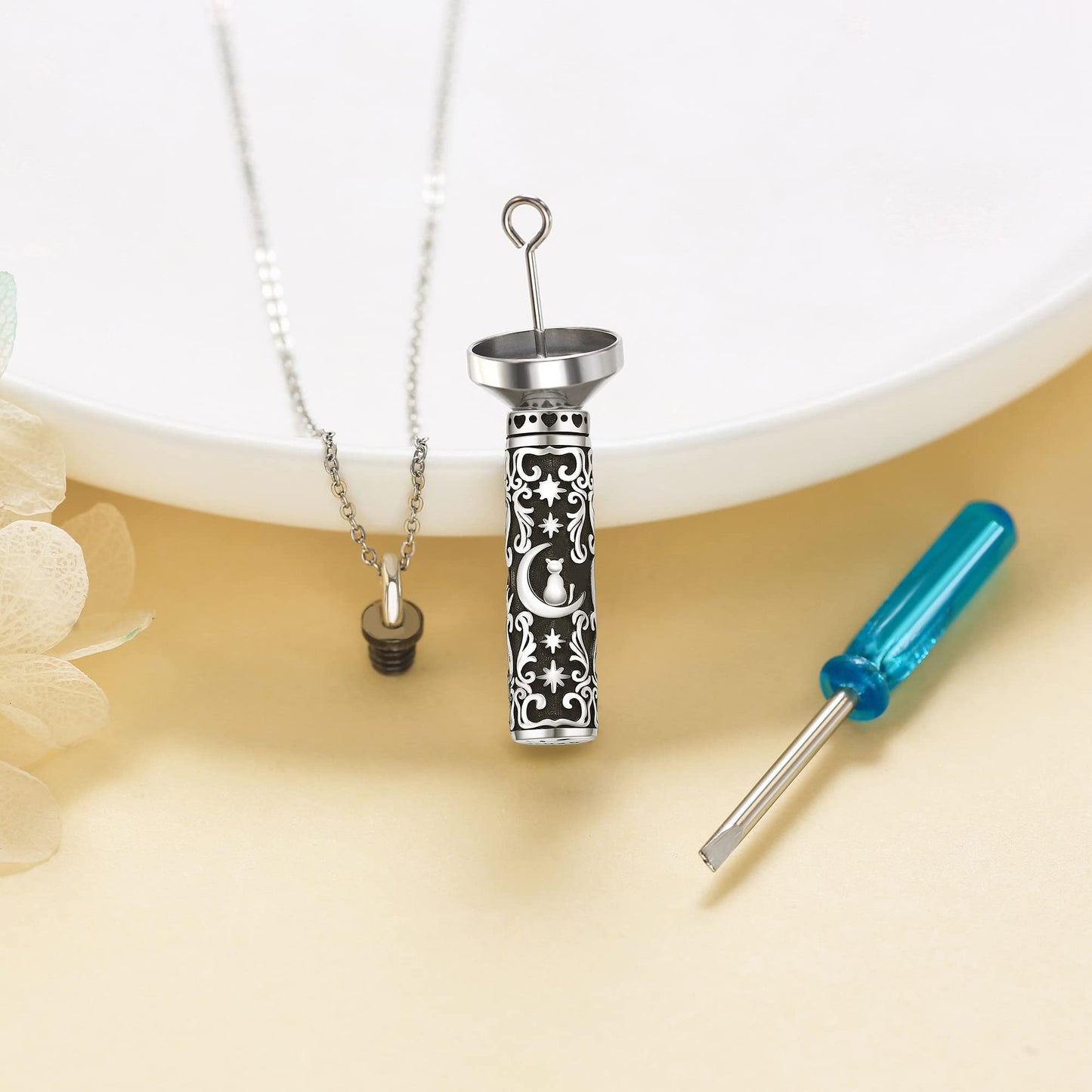 Cat Urn Necklace for Ashes Sterling Silver Pet Cremation Memorial Keepsake Jewelry for Ashes for Women Girls