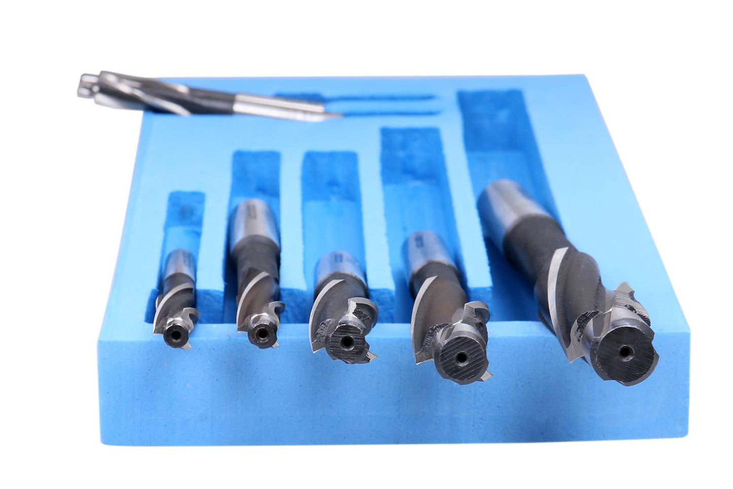 Accusize Industrial Tools 7 Pc Metric H.S.S. Solid Capscrew Counterbore Set, 3 Flute, Straight Shank, 508S-007M