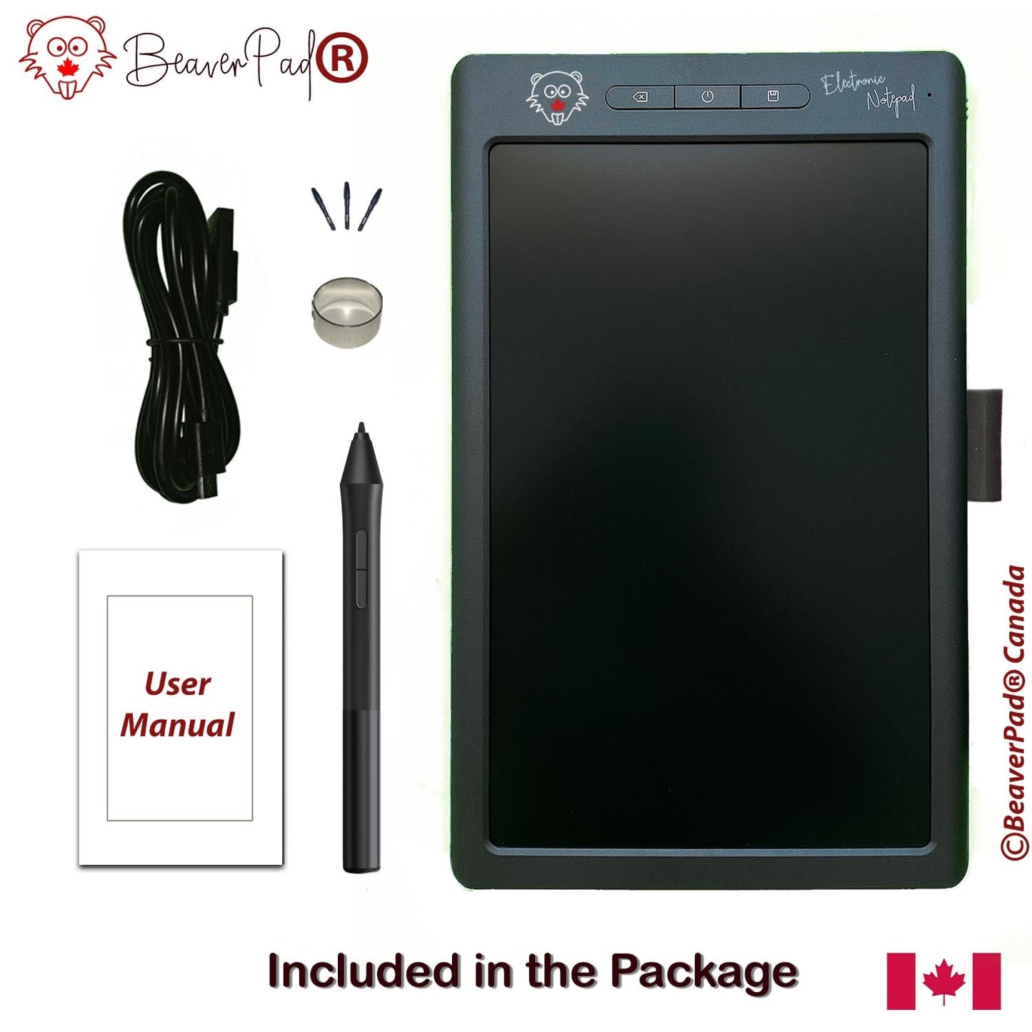 BeaverPadⓇ LCD Writing Pad/Drawing Board (Ewriter) and Graphics Tablet with Memory, Save and Bluetooth Function (Grey)