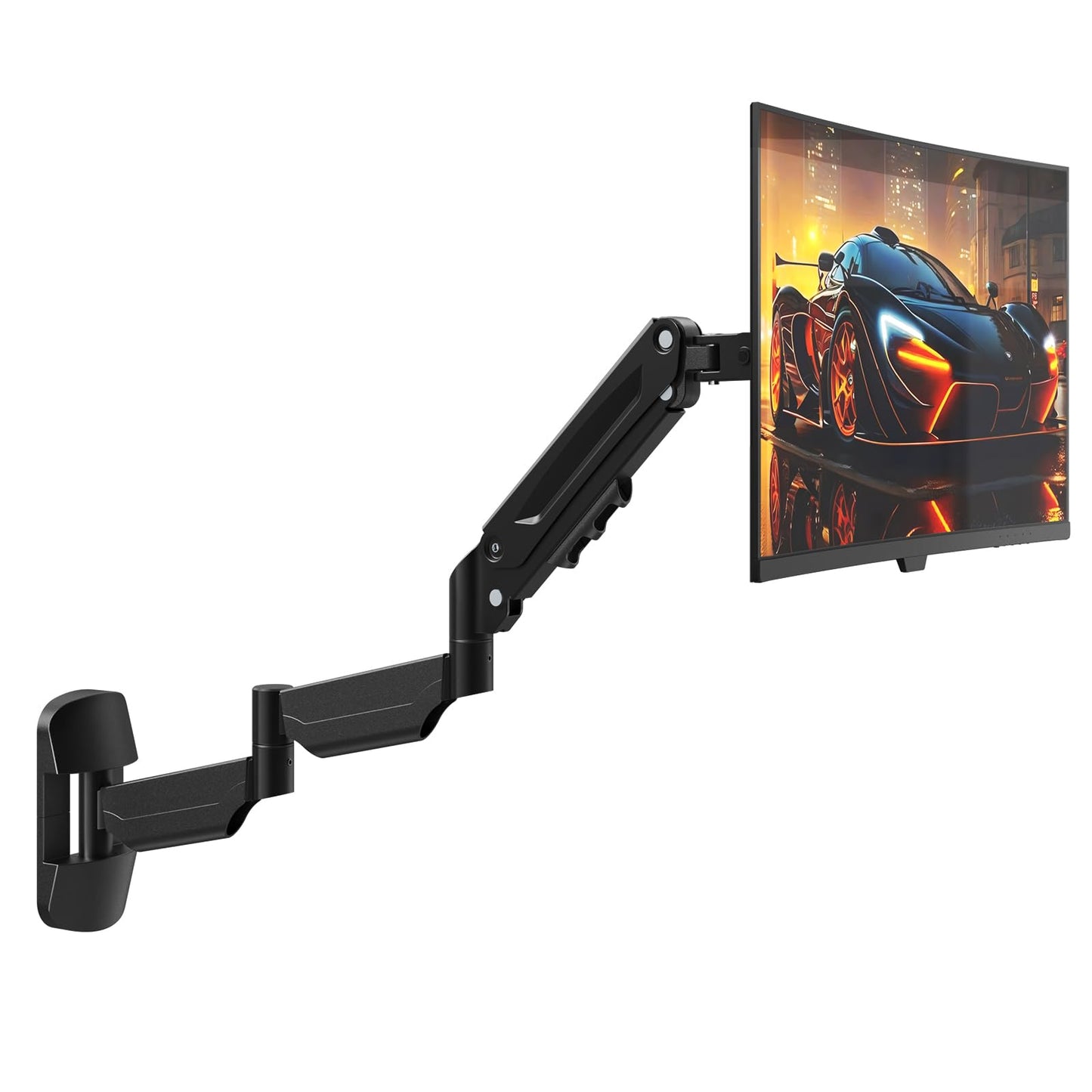 Monitor Wall Mount for 17 to 32 inch Computer Screen, Extra Long Single Wall Mount Monitor Arm, Full Motion Vesa Wall Bracket, VESA 75/100mm, Hold up to 19.8lbs, Black