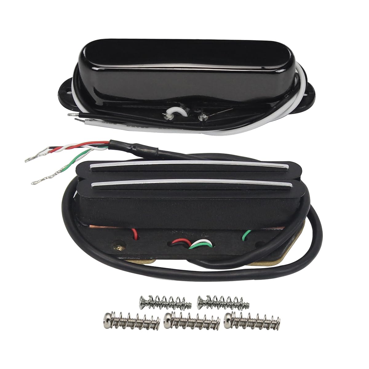 FLEOR Alnico 5 Tele Pickups Set Neck Pickup and High Output Hot Dual Rail Bridge Humbucker Pickup Set,Black