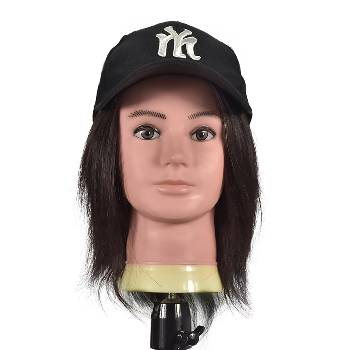 BLTYXT Male Mannequin Head with 100% Human Hair Training Head for Hairdressing Practice