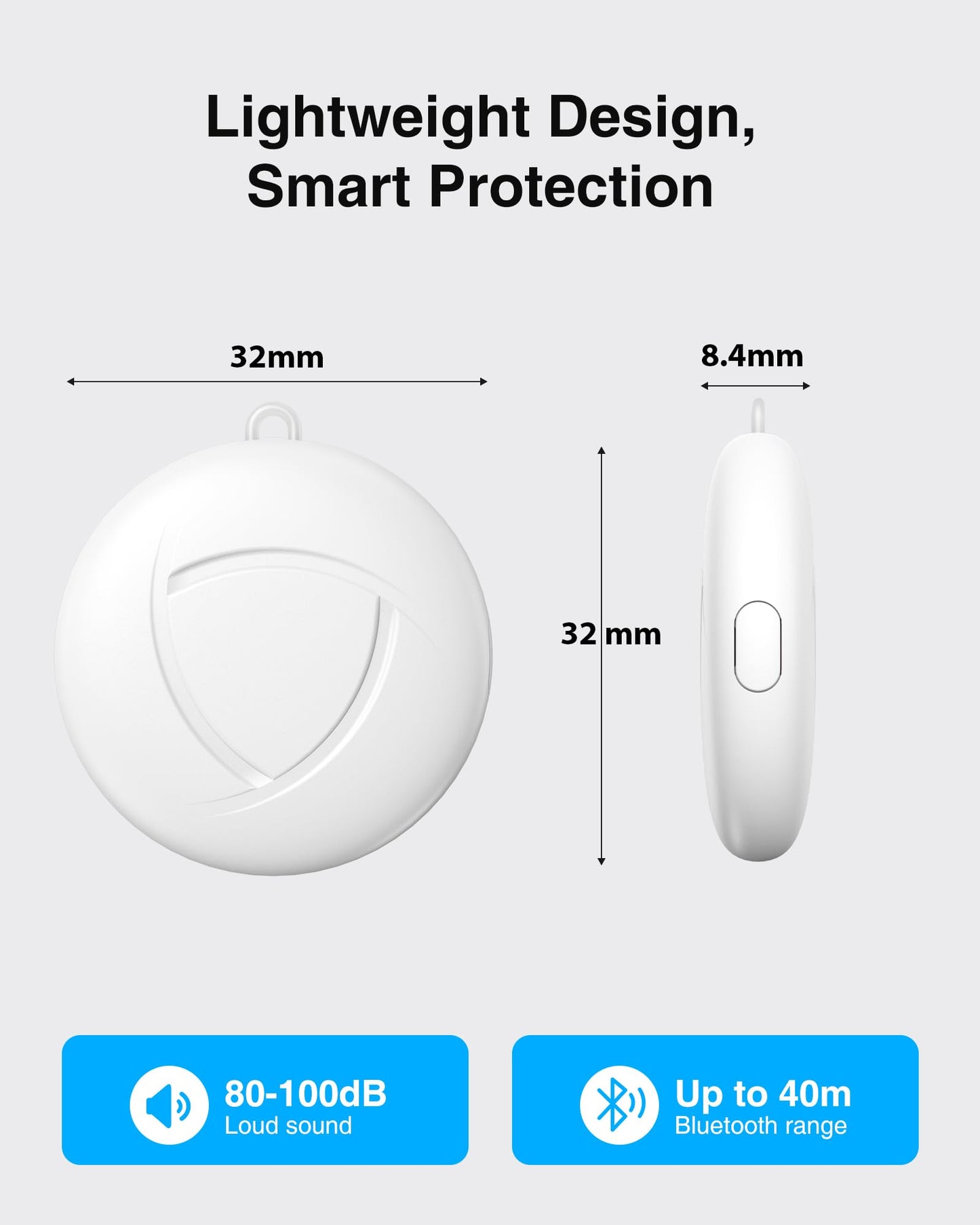 Air Tracker Tag - 2 Pack Smart Tag Bluetooth Key Finder Compatible with Apple Find My (iOS Only), Item Finder 100dB Sound, Tracker Device for Bike, Wallets, Car, Luggages, Replaceable Battery, White