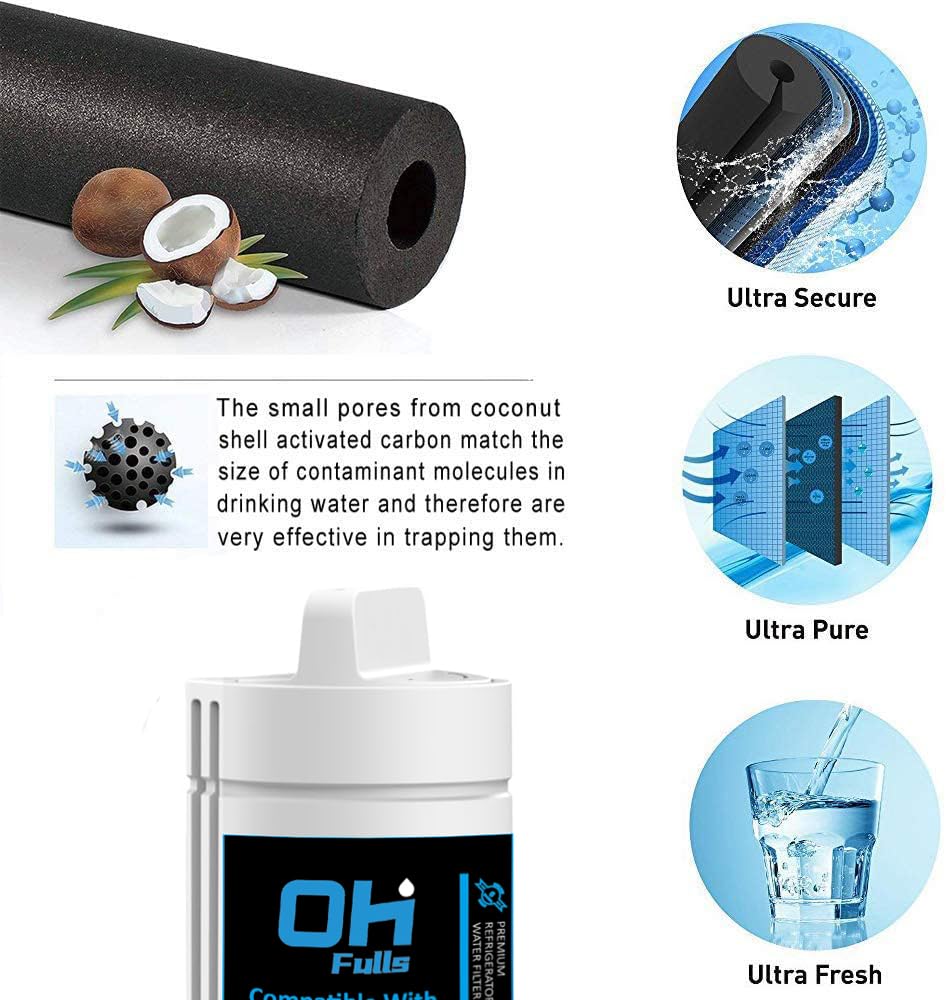 OHFULLS EDRARXD1 Refrigerator Water Filter Replacement, Compatible with EDRARXD1, Everydrop Filter A, EDRARXD1B (2 Pack)