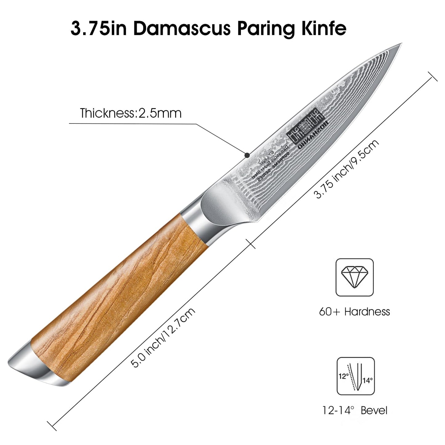 HOSHANHO Paring Knife 3.75 Inch, Professional 67 Layers Damascus Super Steel Small Fruit Knife Hand Forged Japanese Paring Knife