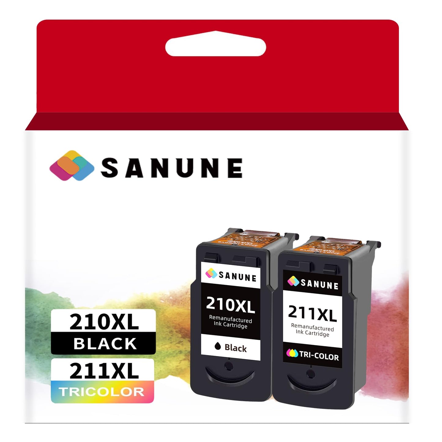 SANUNE 210XL 211XL Ink Cartridge Remanufactured for Canon 210 211 Ink Cartridge Compatible with Canon PIXMA MX410 MX350 MX340 MP495 MP250 Printer (1 Black, 1 Tri-Color)