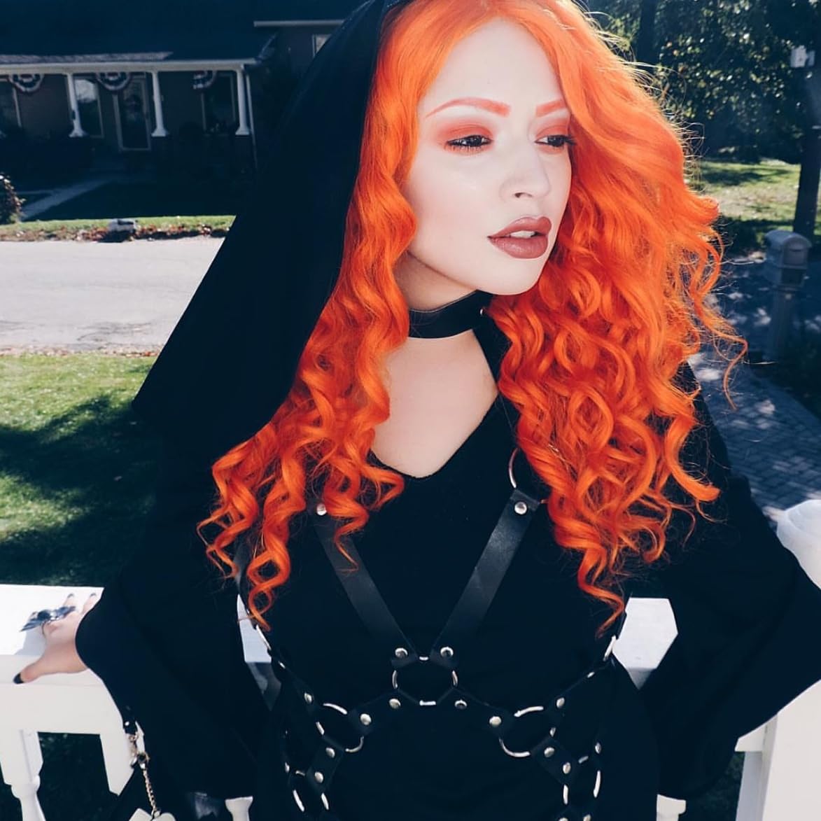 Angle Lucky Pastel Orange Wigs for Women Long Loose Wavy Mixed Orange Wig Natural Hairline Lace Frontal Wig Heat Resistant Fiber Premium Glueless Wig Drag Queen Halloween