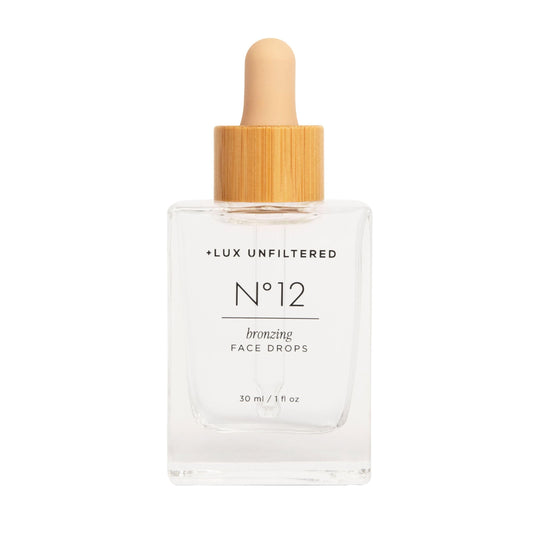 + Lux Unfiltered N°12 Face Tanning Drops - Non-Comedogenic Bronzing Drops for Face with Hyaluronic Acid, Vitamin E, & Passionfruit Oil - Fragrance Free, Cruelty Free, & Vegan Self Tanner