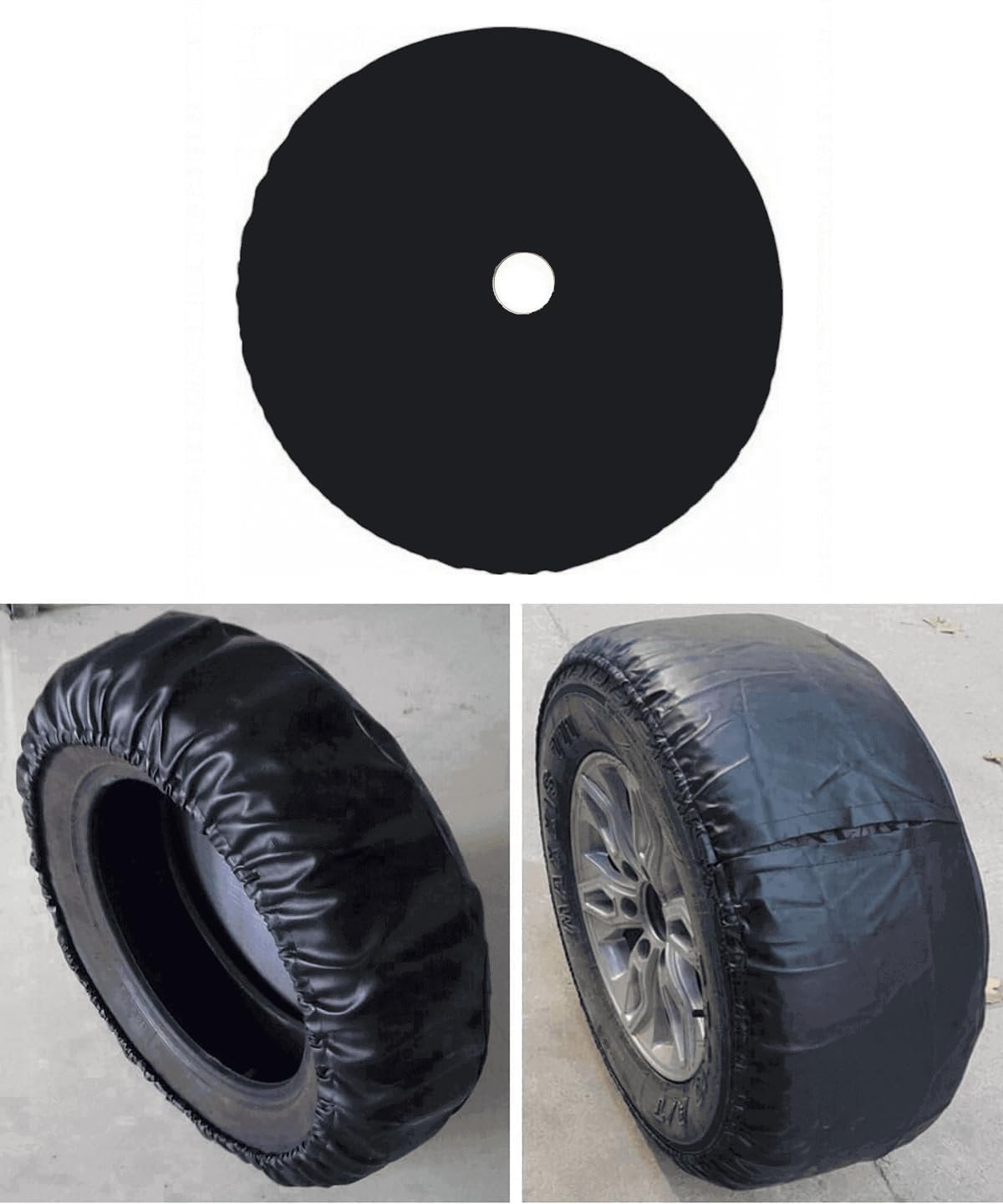 Aolowewin Black Spare Tire Cover with Back-up Camera Hole for Jeep Wrangler JL, Sport & Sahara, Ford Bronco SUVs. Dust-Proof Tire Cover Protector (XL: 285/70R17, 265/70R17, 255/70R18)