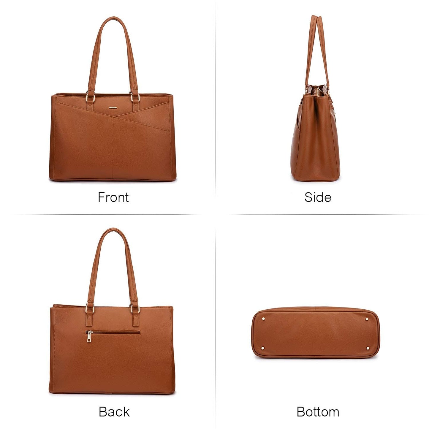LOVEVOOK Laptop Tote Bag for Women 15.6 Inch Waterproof Leather Computer Bags Women Business Office Work Bag Briefcase Brown