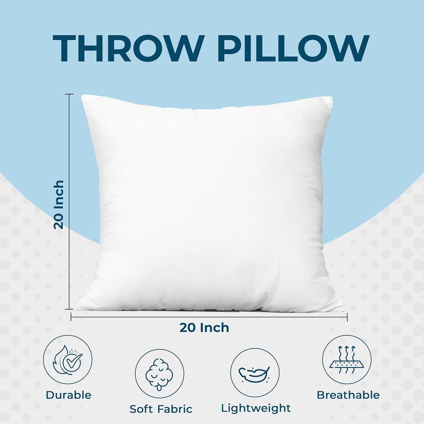 Utopia Bedding Throw Pillows (Set of 4, White), 20 x 20 Inches Pillows for Sofa, Bed and Couch Decorative Stuffer Pillow
