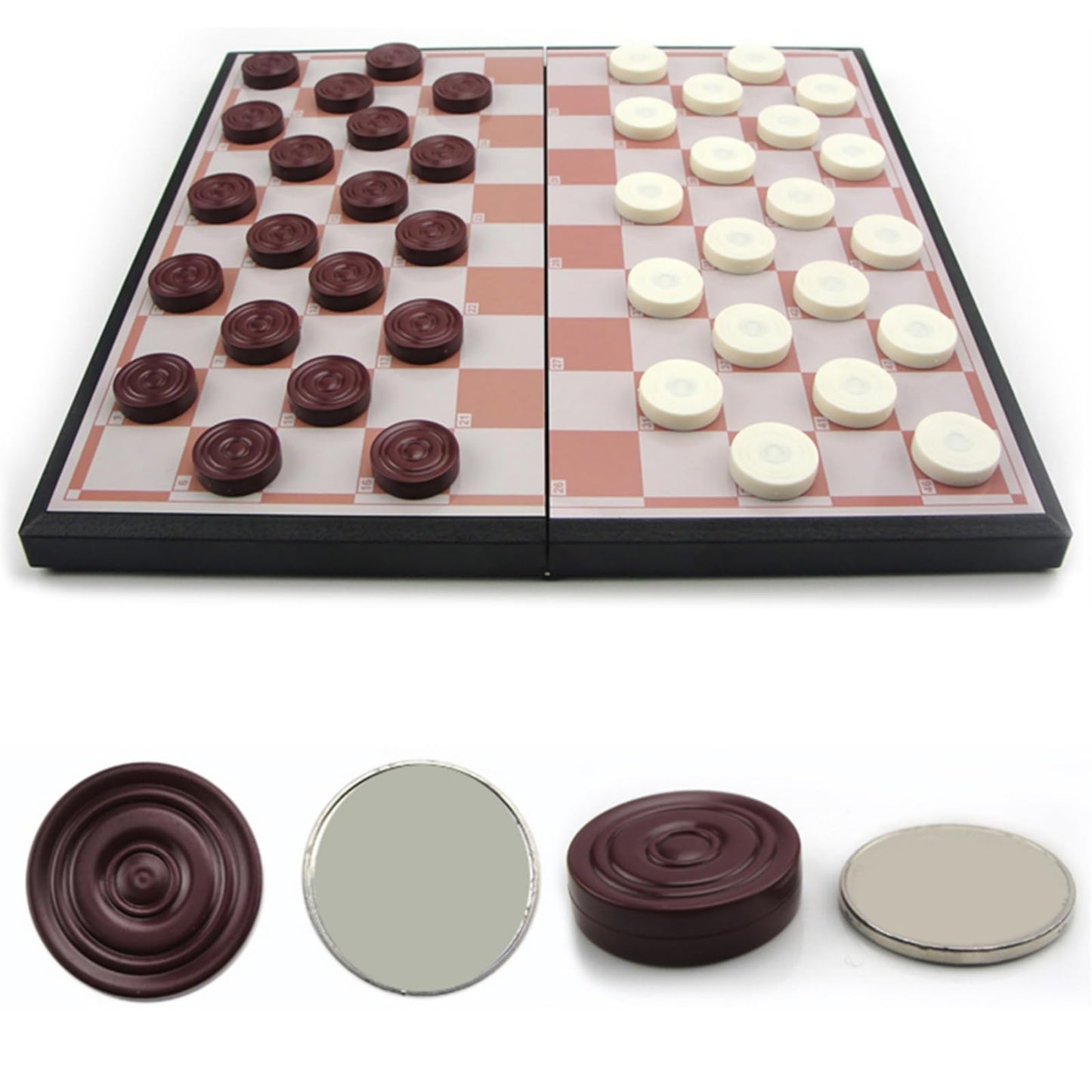 Balacoo Large Checkers Board Game, Folding International Draught for Kids and Adults, Portable Storage Chess and Checkers Board Set Game (11.2 Inch)