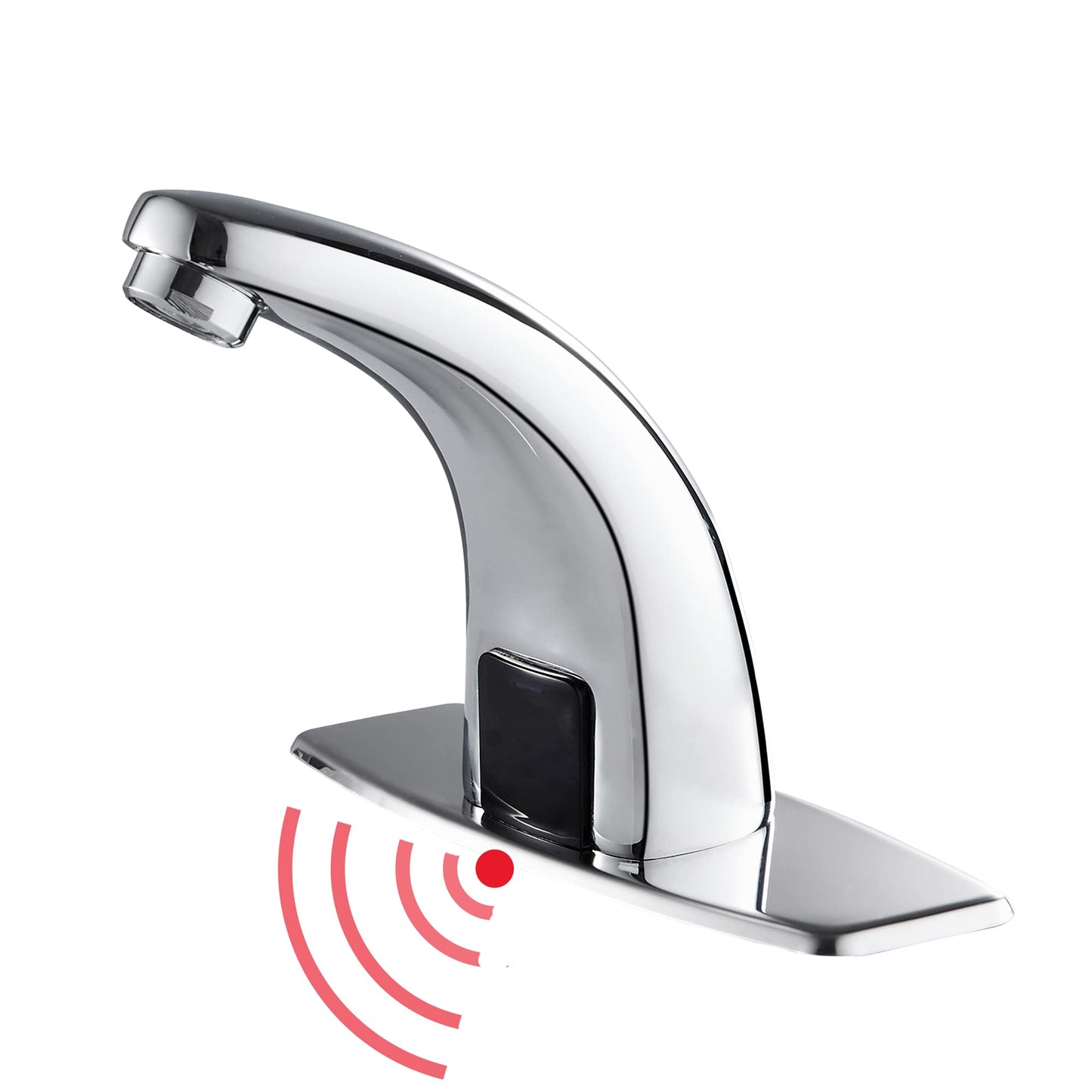 Gangang Touchless Bathroom Faucet, Single Hole Convenient Chrome Motion Sensor Faucet Adjustable Water Temperature, Save Water Robinet Automatique, Powered by 4 AA Alkaline Batteries, Easy to Install.