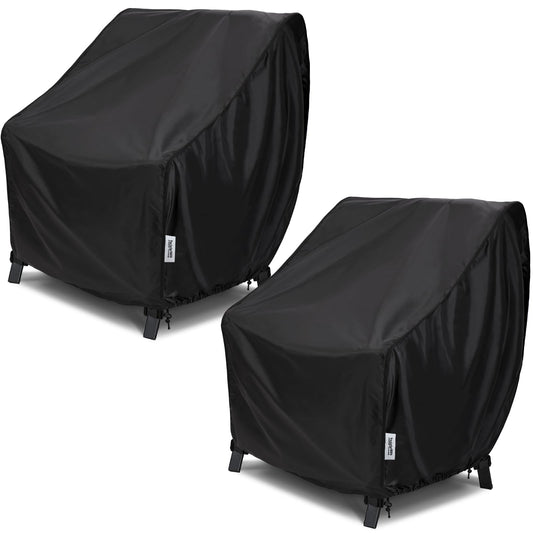 2-Pack Extra Large Patio Chair Covers – Waterproof & Windproof Outdoor Furniture Covers Fit up to 40" x 40" x 36", Heavy Duty Deep Seat Protector for Oversized Chairs, Black