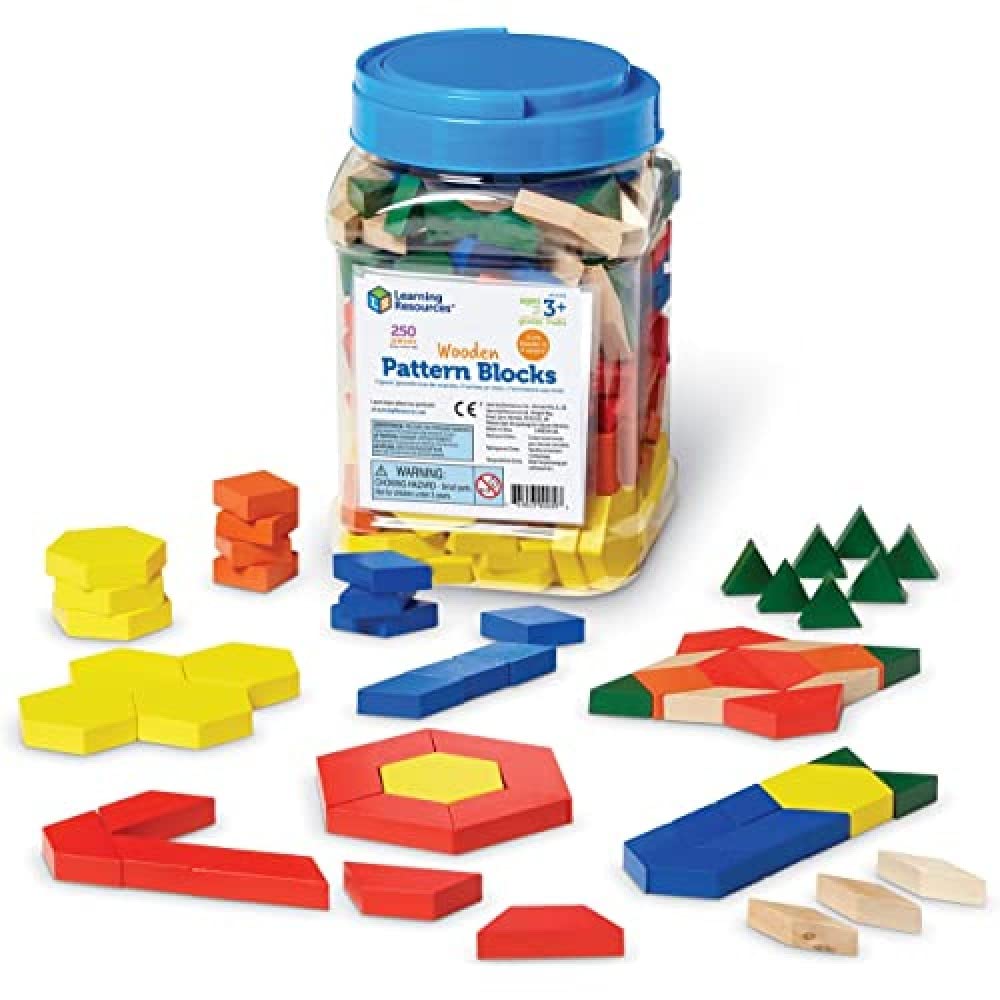 Learning Resources LER0334 Wooden Pattern Blocks, Early Math Concepts, Set of 250, Ages 3+