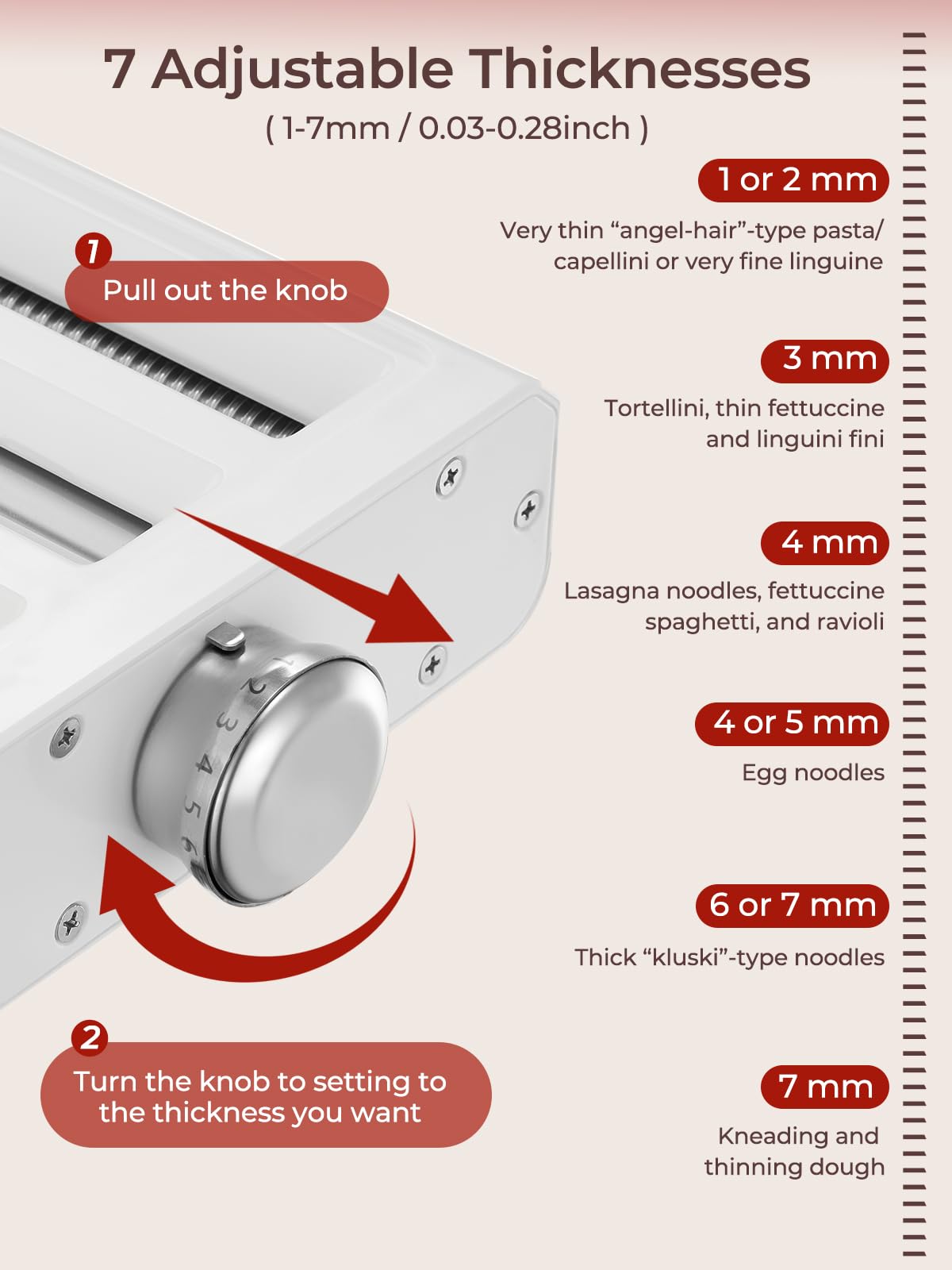 3 in 1 Pasta Maker for KitchenAid, Pasta Attachment Includes Pasta Sheet Roller, Spaghetti Cutter, Fettuccine Cutter, 7 Gears Adjustable Pasta Maker Accessories Pasta Roller & Cutter Set