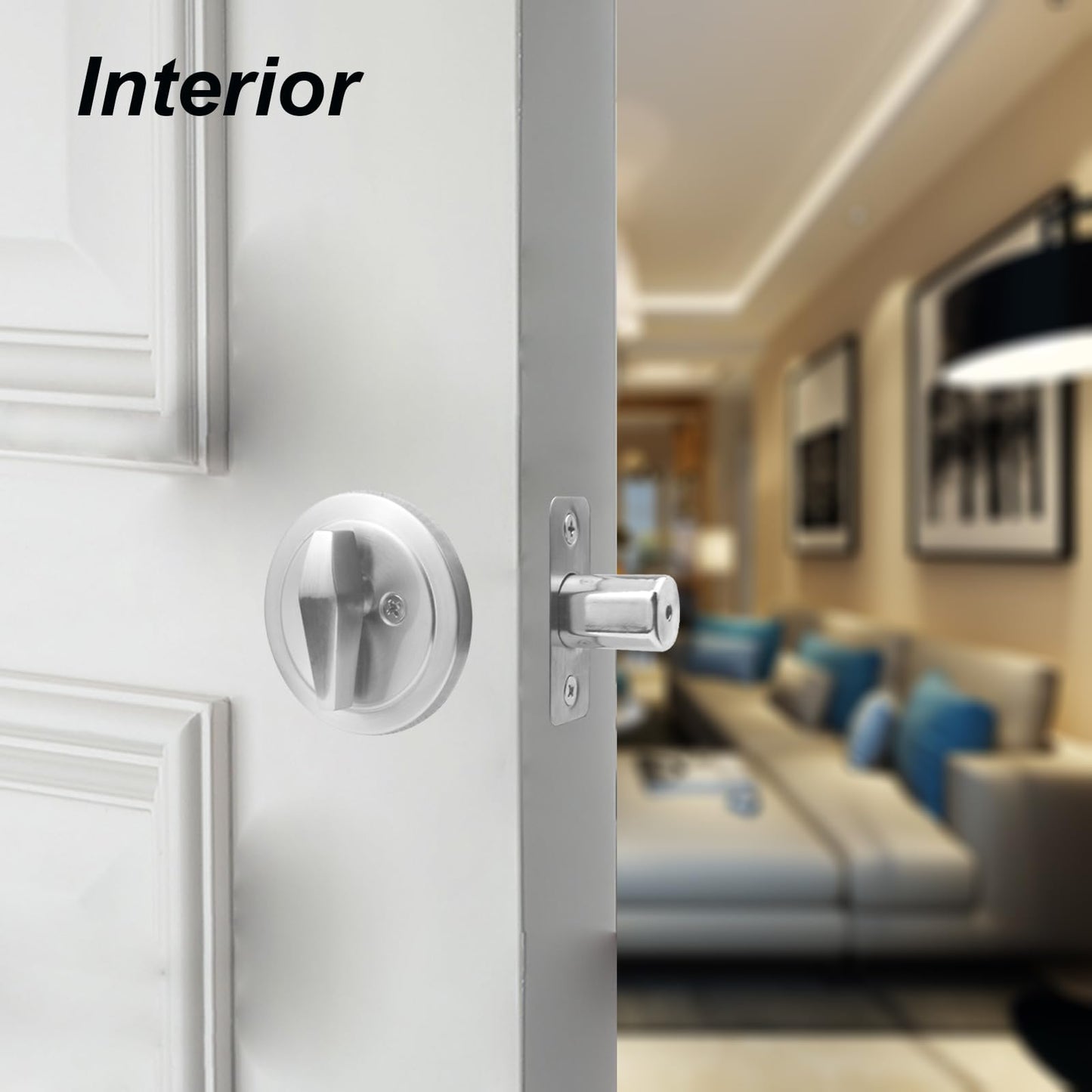 Comfhouse 1 Side Keyed Deadbolt Lock,Single Cylinder Dead Bolt, Satin Nickel Round Exterior Keyed Front Entry Inside Door Deadbolt, 2 Pack
