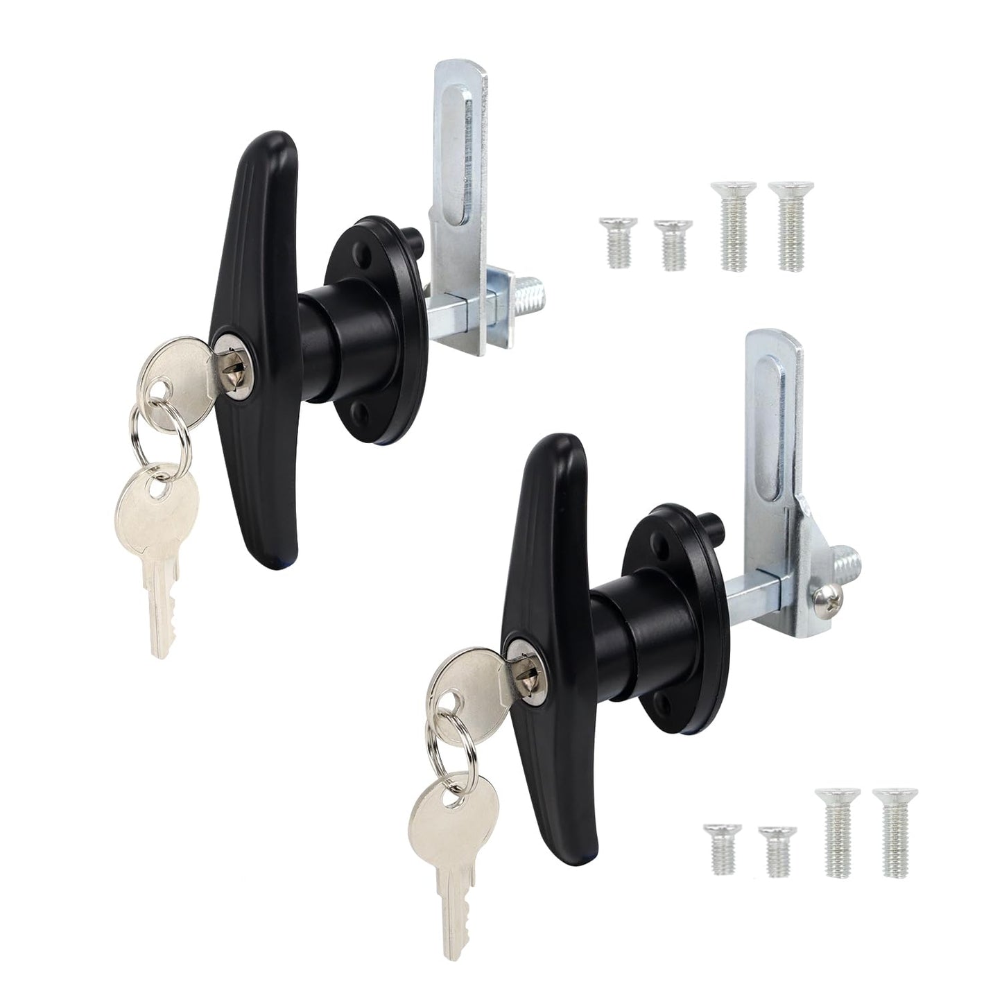 QZATTCAEN Matching Set T-Handles Lock, Truck Cap Topper Camper Shell Locking T-Handle, Keyed Alike Black T-Handle Lock kit for Truck Garage Door (Left&Right)