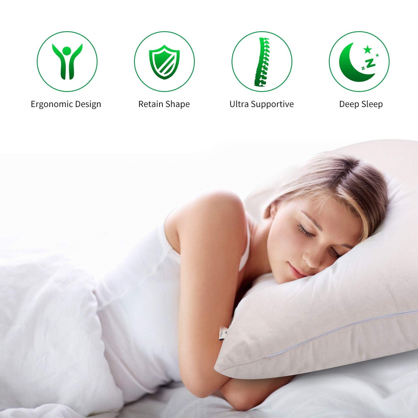 Organic Buckwheat Pillow for Sleeping, 100% Natural Premium buckwheat Hulls, Organic Cotton Cover with for Cool Sleep, Neck Support for Back and Side Sleepers, Buckwheat Pillow Refill - Large/Small (Big Size (26" x 20"))