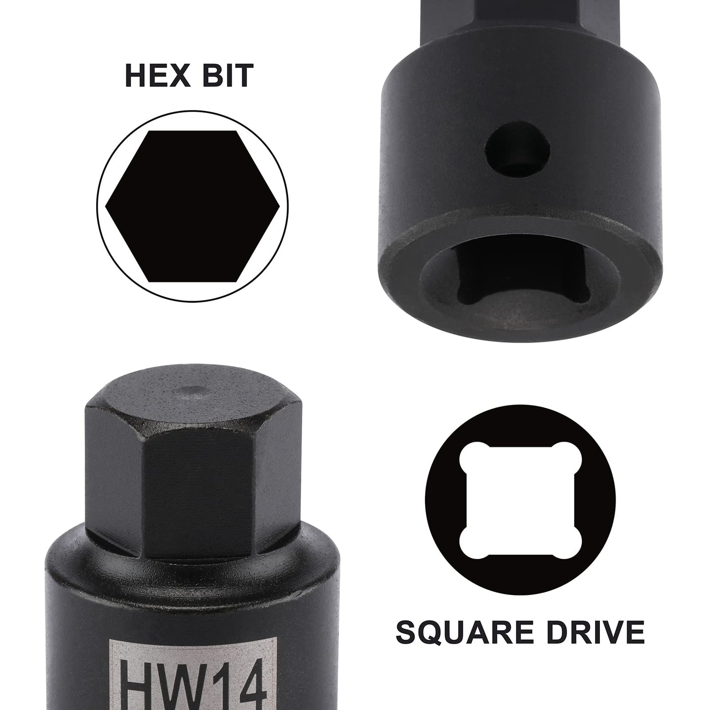 Mayouko 16 Pieces 3/8" Drive Low Profile Hex Socket Set, Impact Allen Bit Socket, CR-MO, 1/4"-3/4", 6mm-19mm, SAE&Metric