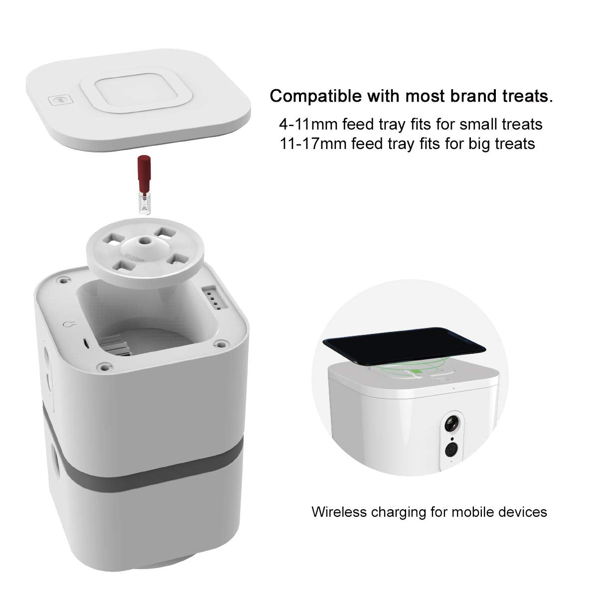 SKYMEE Dog Camera Automatic Treat Dispenser, WiFi HD Full Pet Camera with Pan Zoom and Night Vision for Dogs and Cats,Compatible with Alexa(Petalk Ai II)