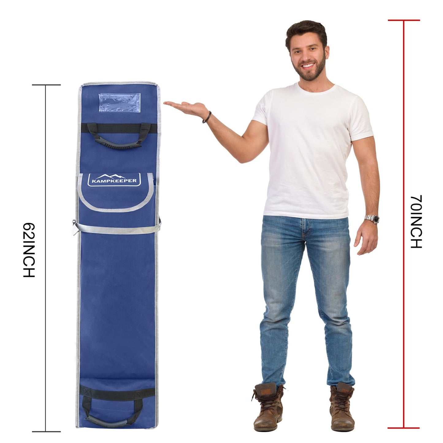 KAMPKEEPER Canopy Bag Replacement, Wheeled Tent Storage Bags for 10x10 Pop Up Shelters and Canopy Tents, 1680D Waterproof Oxford Fabric Replacement Parts (Nave Blue, 62.5inch)