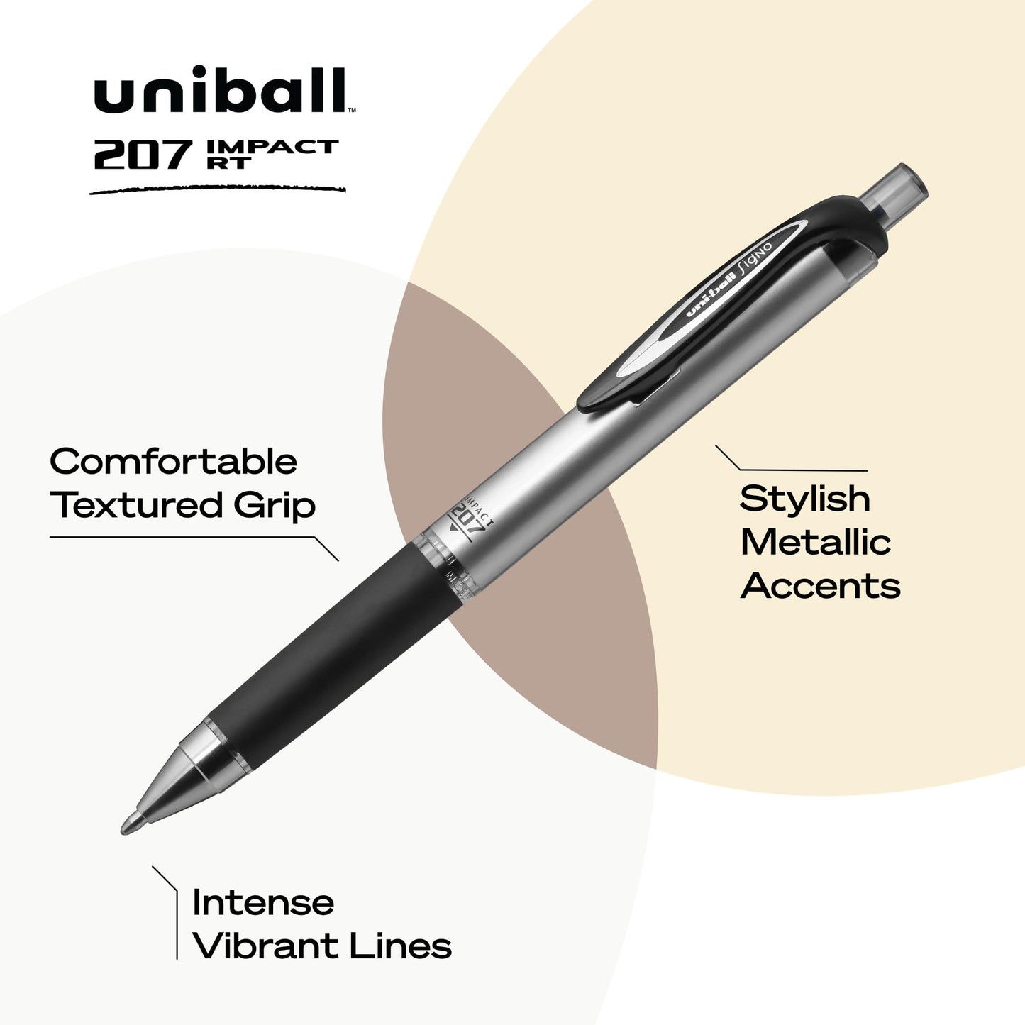 uni-ball Gel Impact Rollerball Gel, Stick Roller Ball Pen Bold-1.0mm, Black Ink (65800)