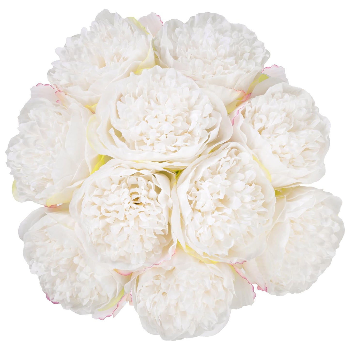 U'Artlines 20Heads Artificial Peony Silk Flower Leaf Home Office Wedding Party Festival Bar Decor (White)