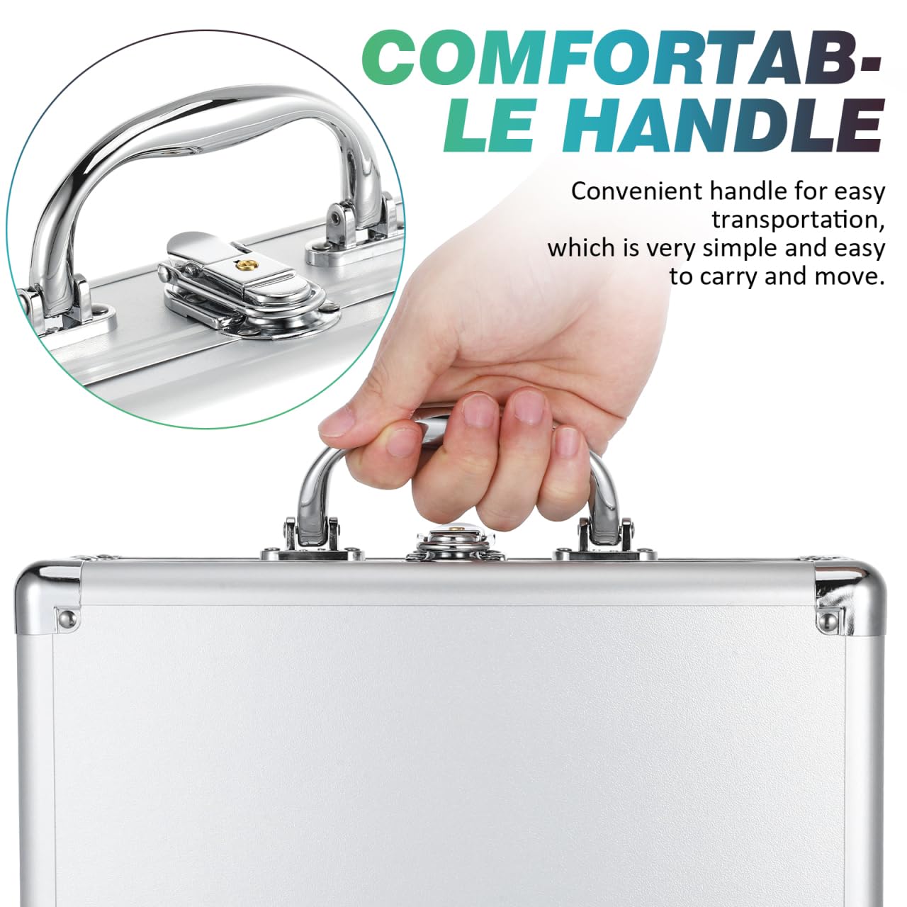 Aluminum Hard Case Tool Briefcase with Lock, Silver Carrying Case for Men’s Travel and Luggage, Protective Storage Box for Camera Drone Tools, 11.41 Inch, 1 Piece