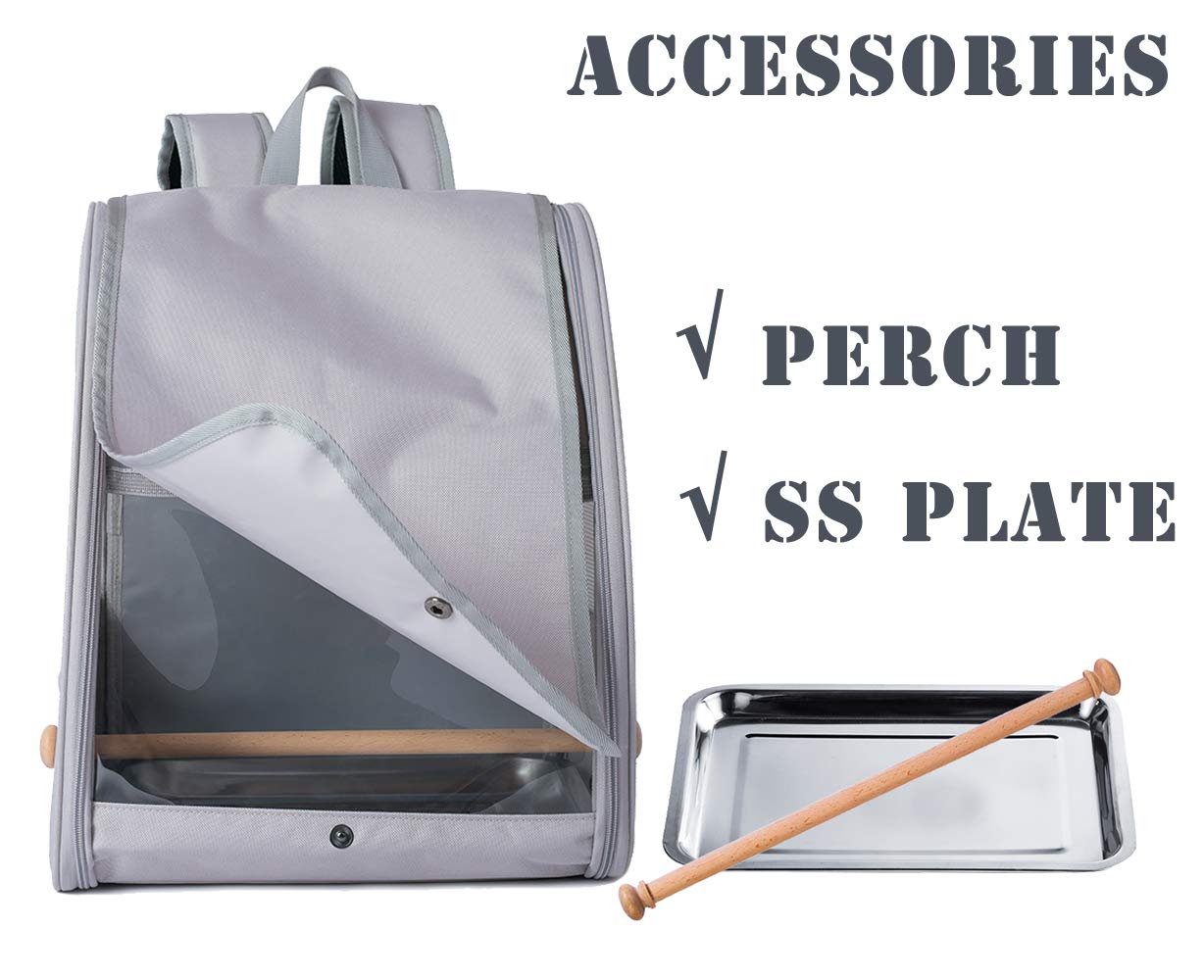 Bird Carrier Backpack with Stand Perch, Bird Travel Carrier Backpack for Hiking, Airline Approved