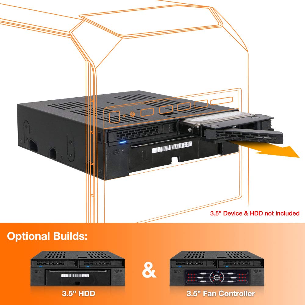 ICY DOCK 2 x 2.5 SAS/SATA HDD/SSD Mobile Rack +3.5" Slot for External 5.25" Bay | ExpressCage MB322SP-B