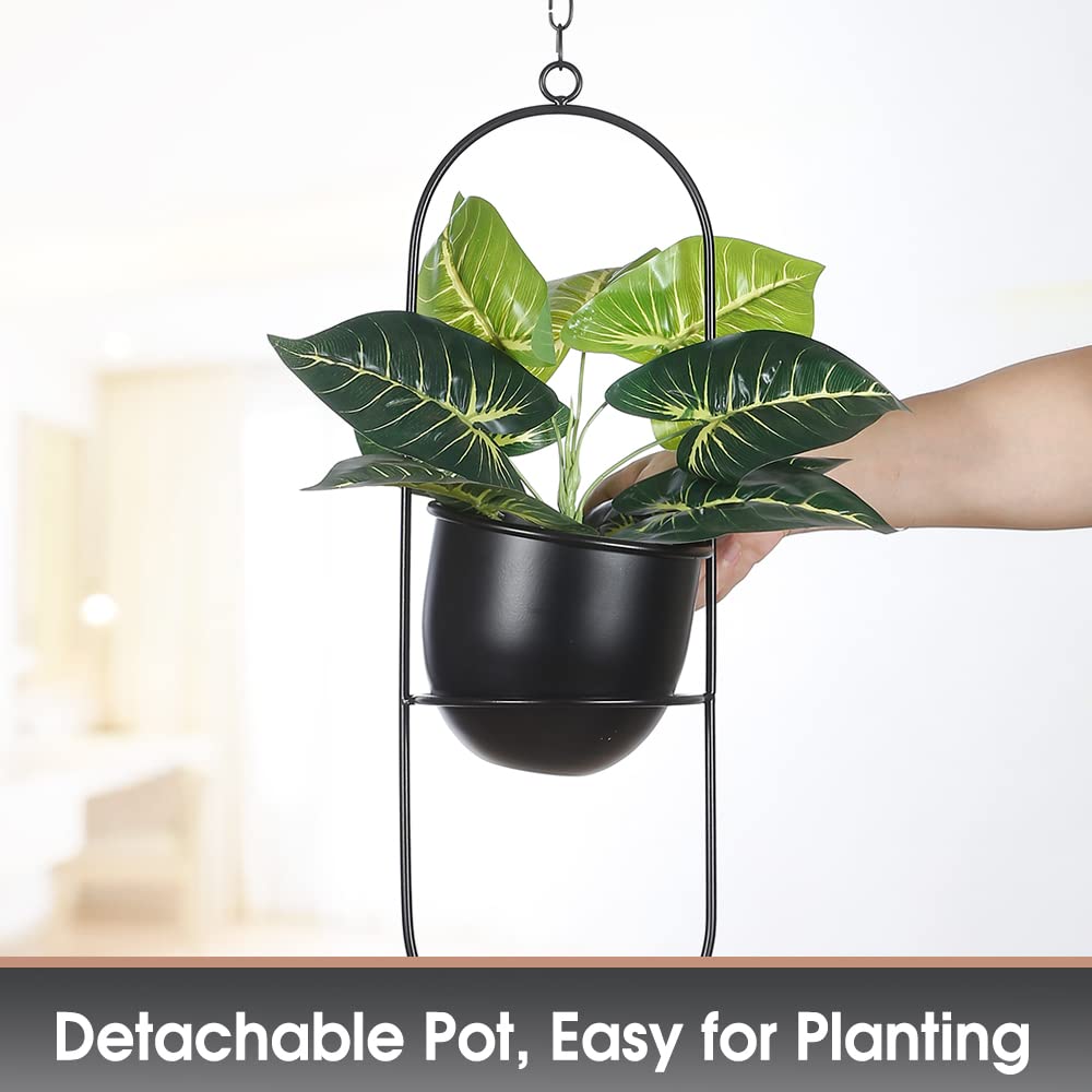 2 Pack Eco Joy Boho Metal Hanging Planters with 6" Pot (Detachable) + Hook | Hanging Planters Indoor, Modern Wall & Ceiling Planters, Mid Century Planter for Indoor & Outdoor, NO Plant incld…
