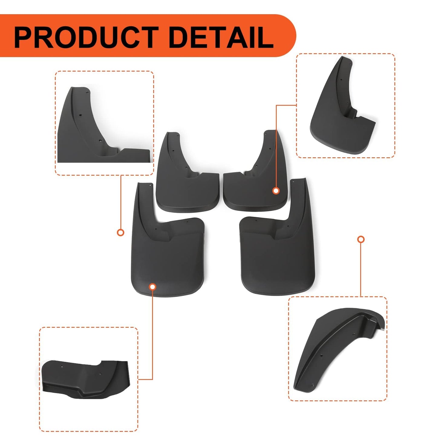 ECOTRIC Mud Flaps Guards Compatible with 2009-2018 Dodge Ram 1500 2500 3500 with Fender Flares Replacement for 82214137 Front & Rear Splash Guards