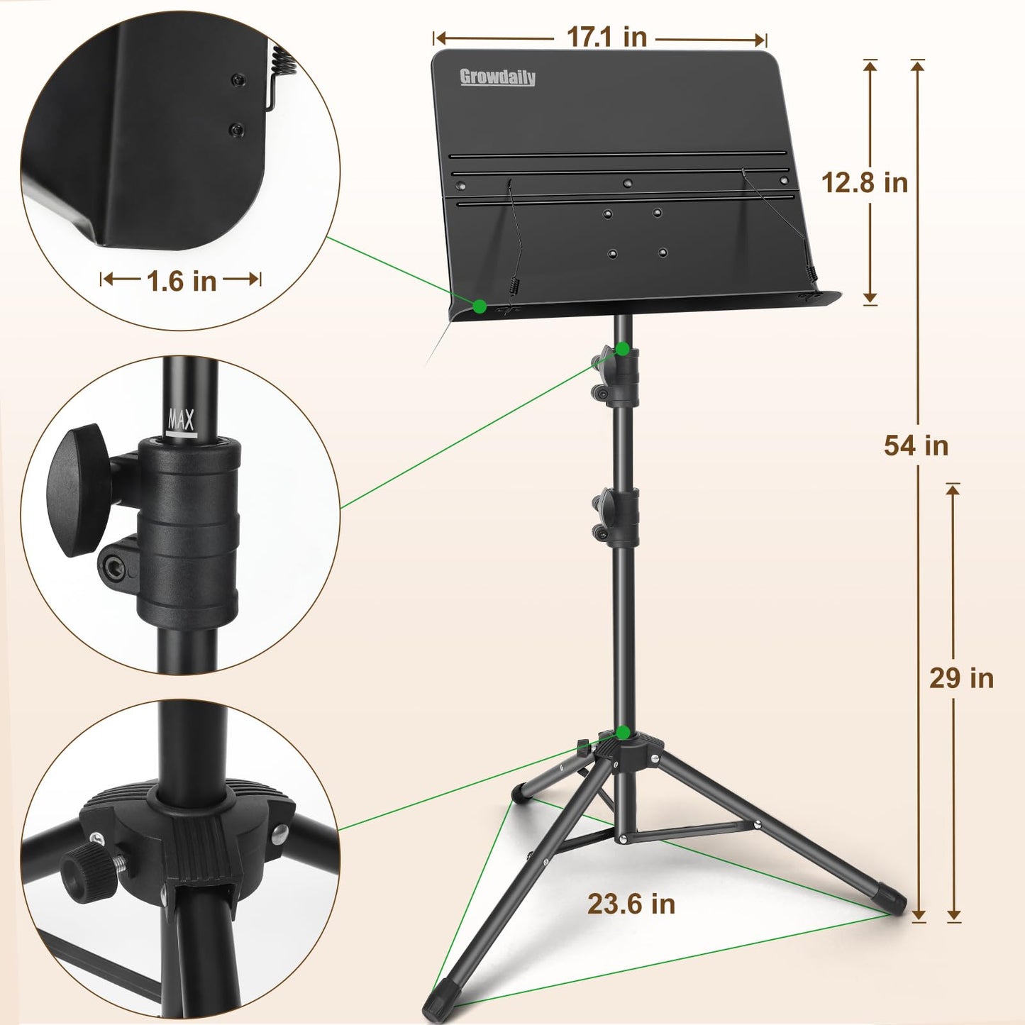 Folding Music Stand，Portable Music Stand For Sheet Music 2 Foldable Music Stand Sheet Music Stand With Carrying Bag Matte Frosted Metal Material Sturdy Height Adjustable