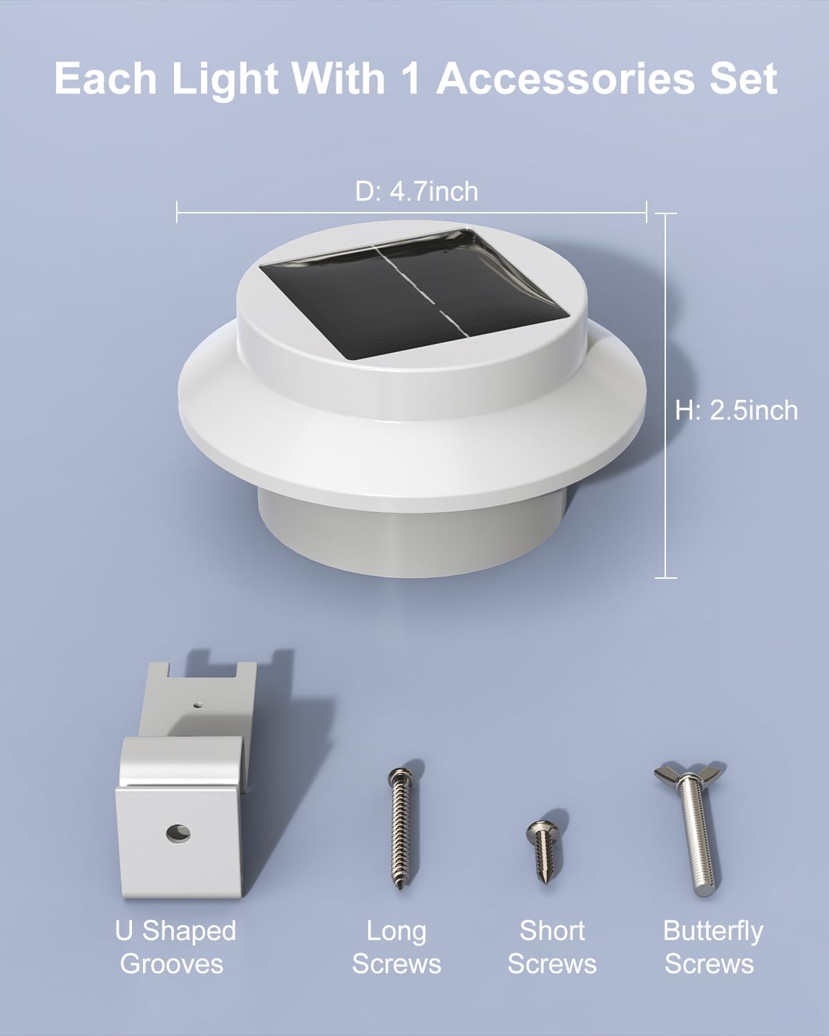 8 Pack White Bright Solar Powered Gutter Mounted Lights Outdoor Waterproof Led Fence Lamp for Lighting Rainspout, Railing, Outside House, Wall, Deck, Porch, Garage, Holeless Installation(Cool White)