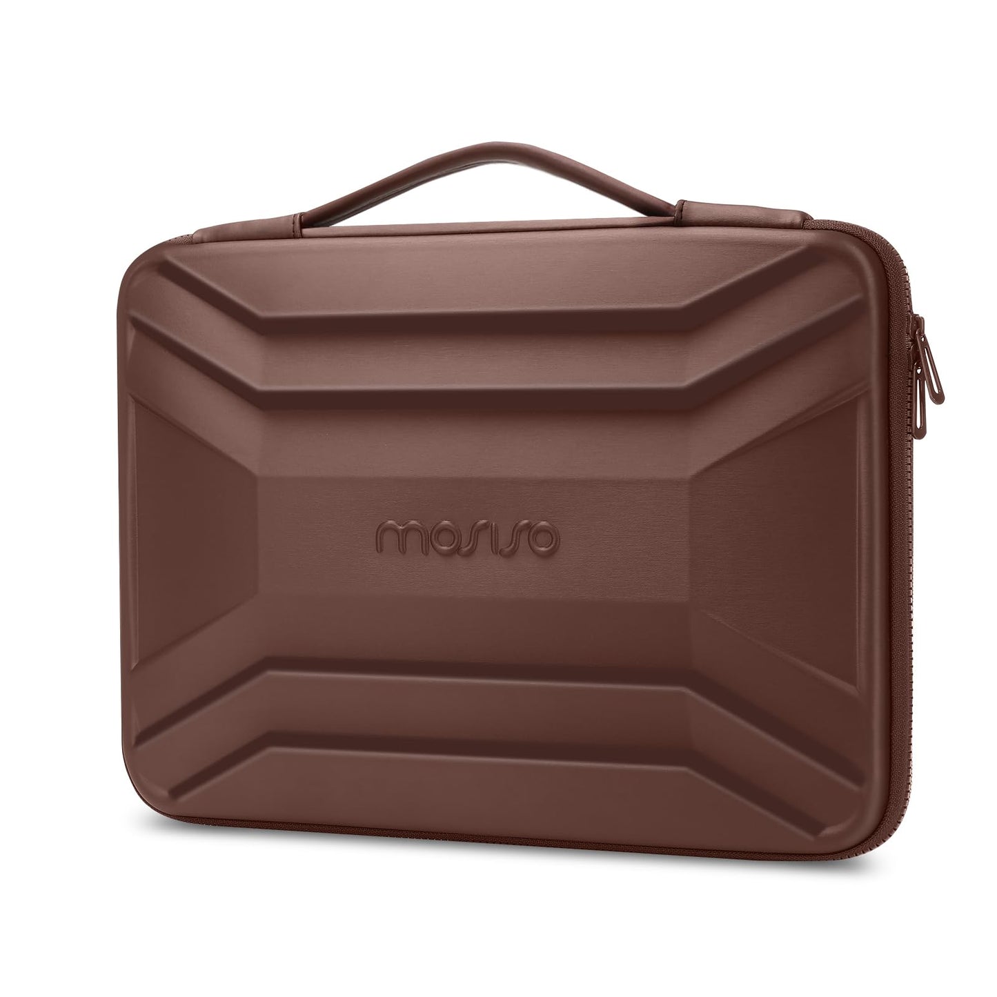 MOSISO 13-14 inch Laptop Hard Case, 13.3 inch Waterproof Shockproof Computer Bag Compatible with MacBook HP Dell, Symmetrical Trapezoid EVA Carrying Laptop Sleeve Hard Shell with Handle, Brown
