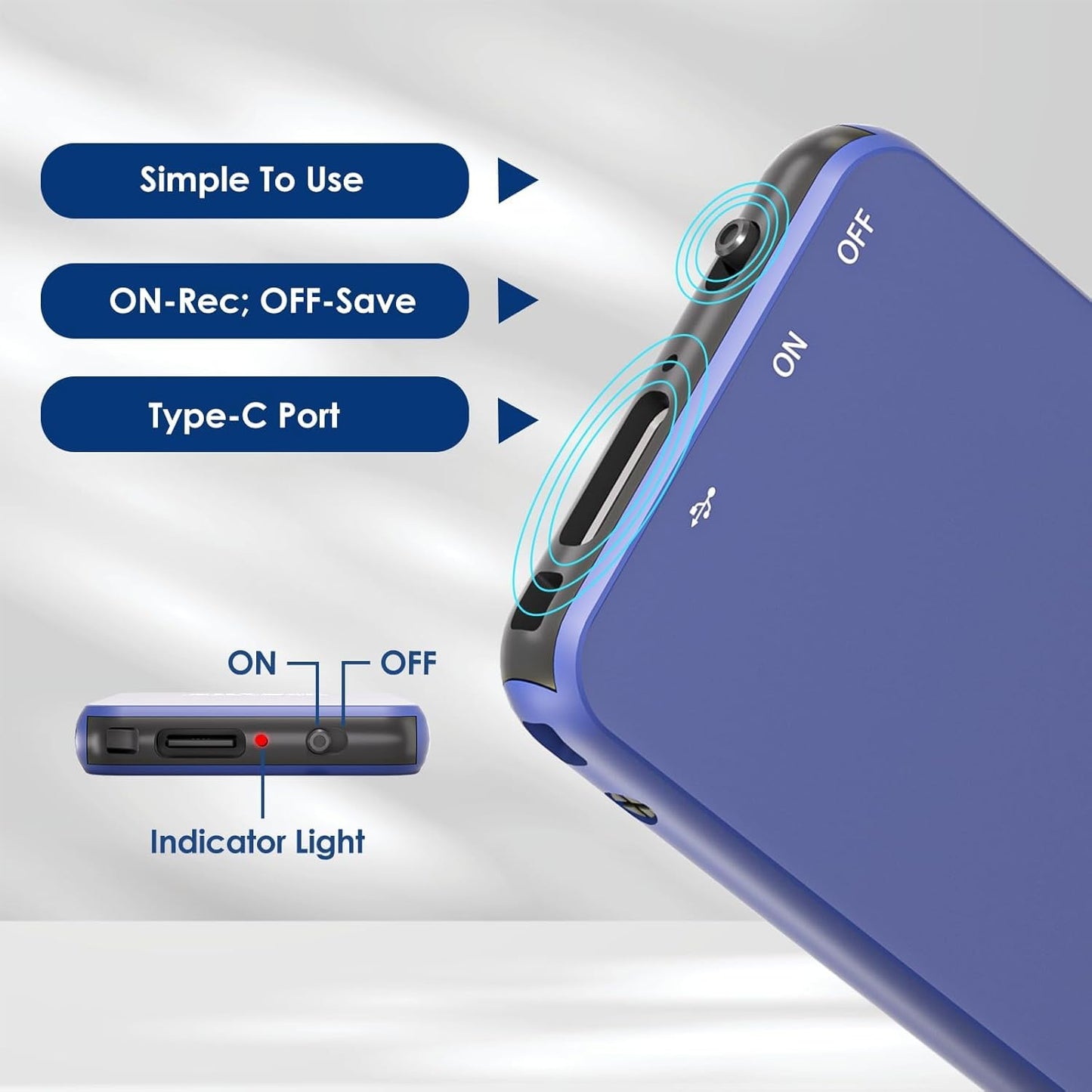 Vormooi 32GB Digital Voice Recorder - 1536KB Superior Sound Quality, Vormooi Premium Metal Voice Activated Recorder with 35Hrs Battey Time, Ideal for Interview Class Lecture Meeting (32GB)