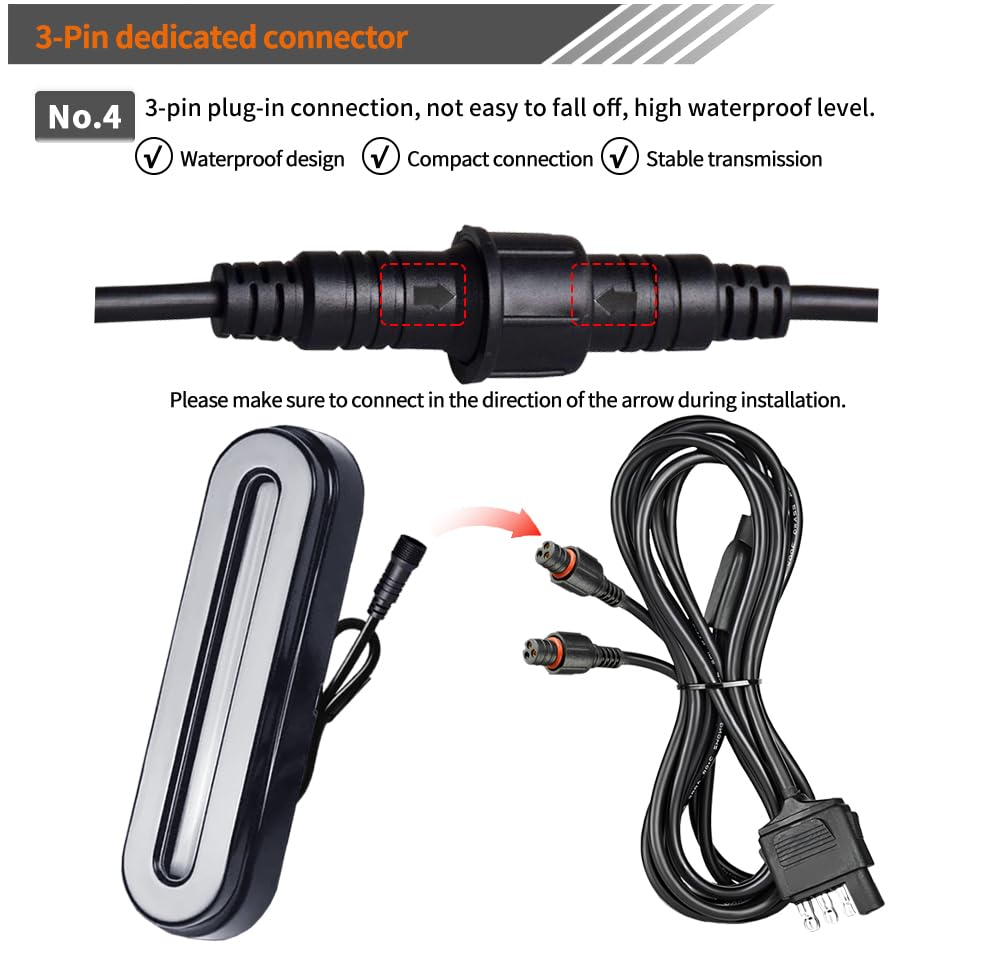 BlyilyB Oval Cargo Carrier Stop Turn Signals Tail Light Light Kit with Waterproof 4 Pin Grommets Wire Harness For Luggage Rack (Pack of 2)