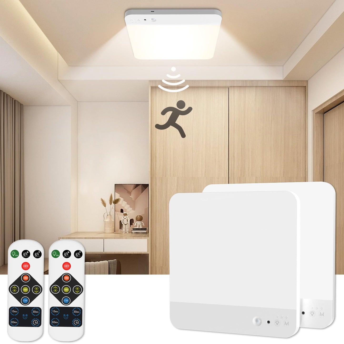 Rechargeable Closet Lights Motion Sensored - 7.8in Magnetic Under Cabinet Lighting, Battery Operated Closet Light with Remote, Wireless Indoor Sensor Lights for Under Counter Shower Bathroom Kitchen