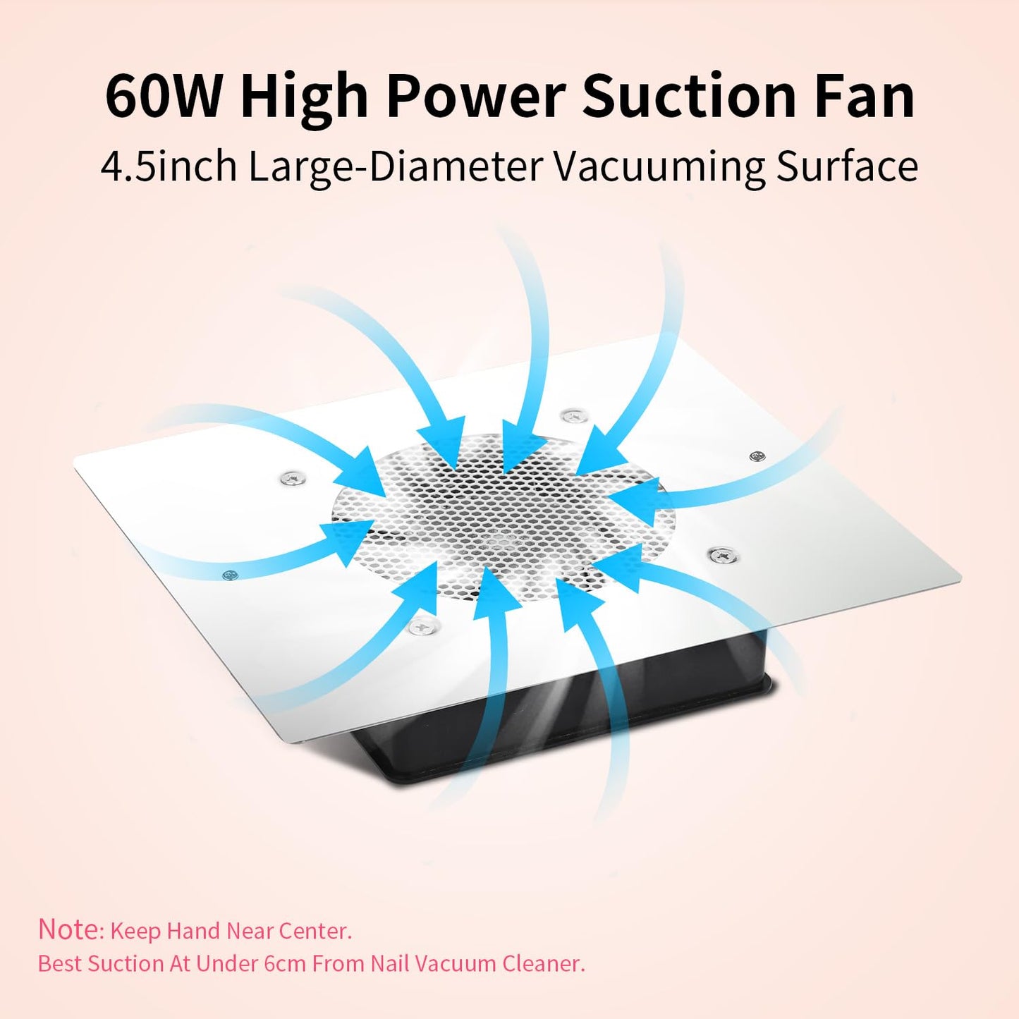 BLUETOP Nail Dust Collector 60W Nail Vacuum Cleaner Table Embedded Dust Extractor Vacuum Professional Built in Desktop Nail Dust Collector Quiet Nail Fan Low Noise for Nail Salon Home