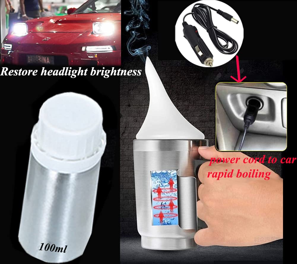 Headlight Restoration Kit, Car Headlight Lens Scratch Repair Polish Tool with 100ml Restoration Liquid,Auto Headlight Vapor Renovation Kit with UV Block Coat to Remove Yellowing/Scratch/Haze/Oxidation