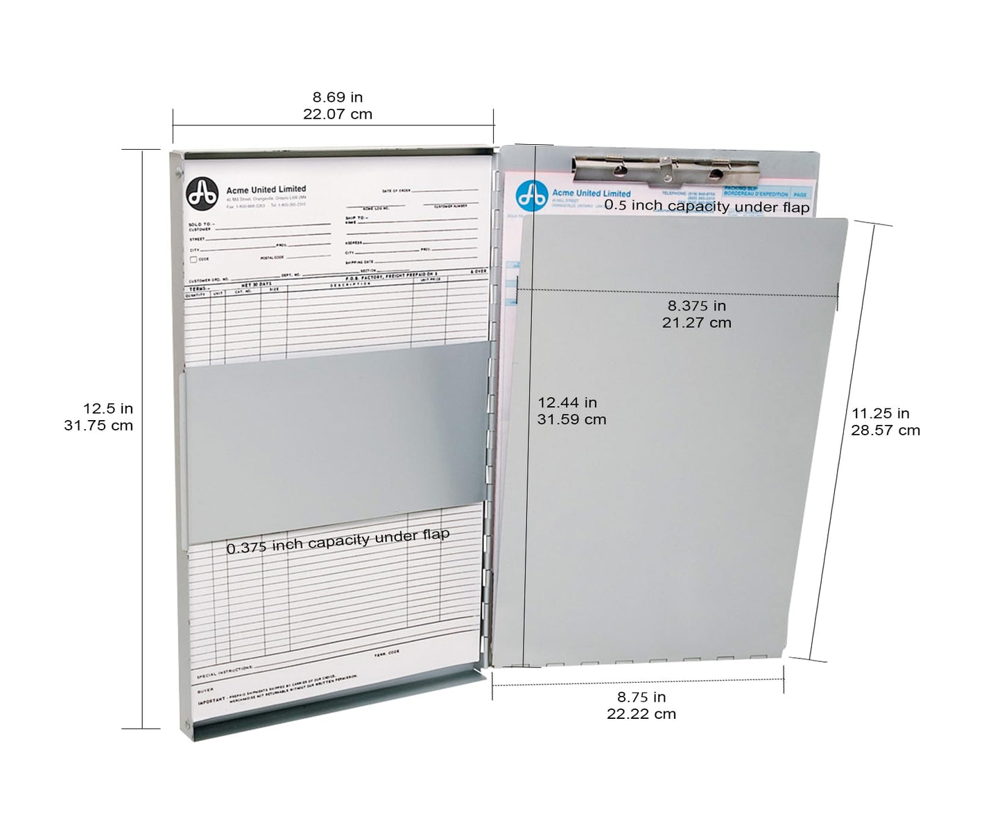 Westcott Side-Hinged Sheet Holder, Letter Size (9" x 12"), Durable Aluminum Clipboard Folder with Steel Clips, 30-Page Capacity, Secure Document Storage for Office, Field, and Industrial Use (38012)