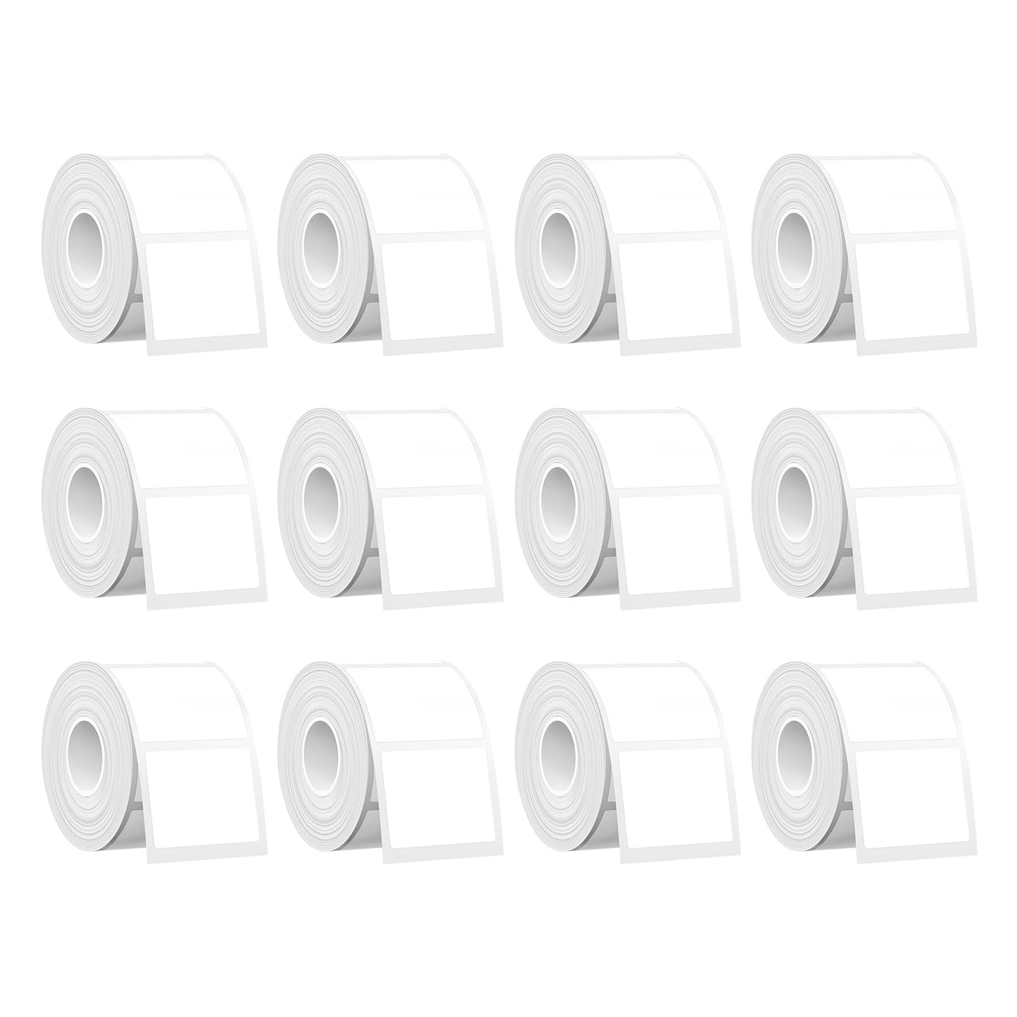 SUPVAN T50M Series Label Maker Tape, 12 Rolls 40mm x 30mm 250 Labels/Roll Genuine Laminated Thermal Label Tape Refill, Waterproof Oilproof Highly Adhesive Auto Detect Labels, Black on White